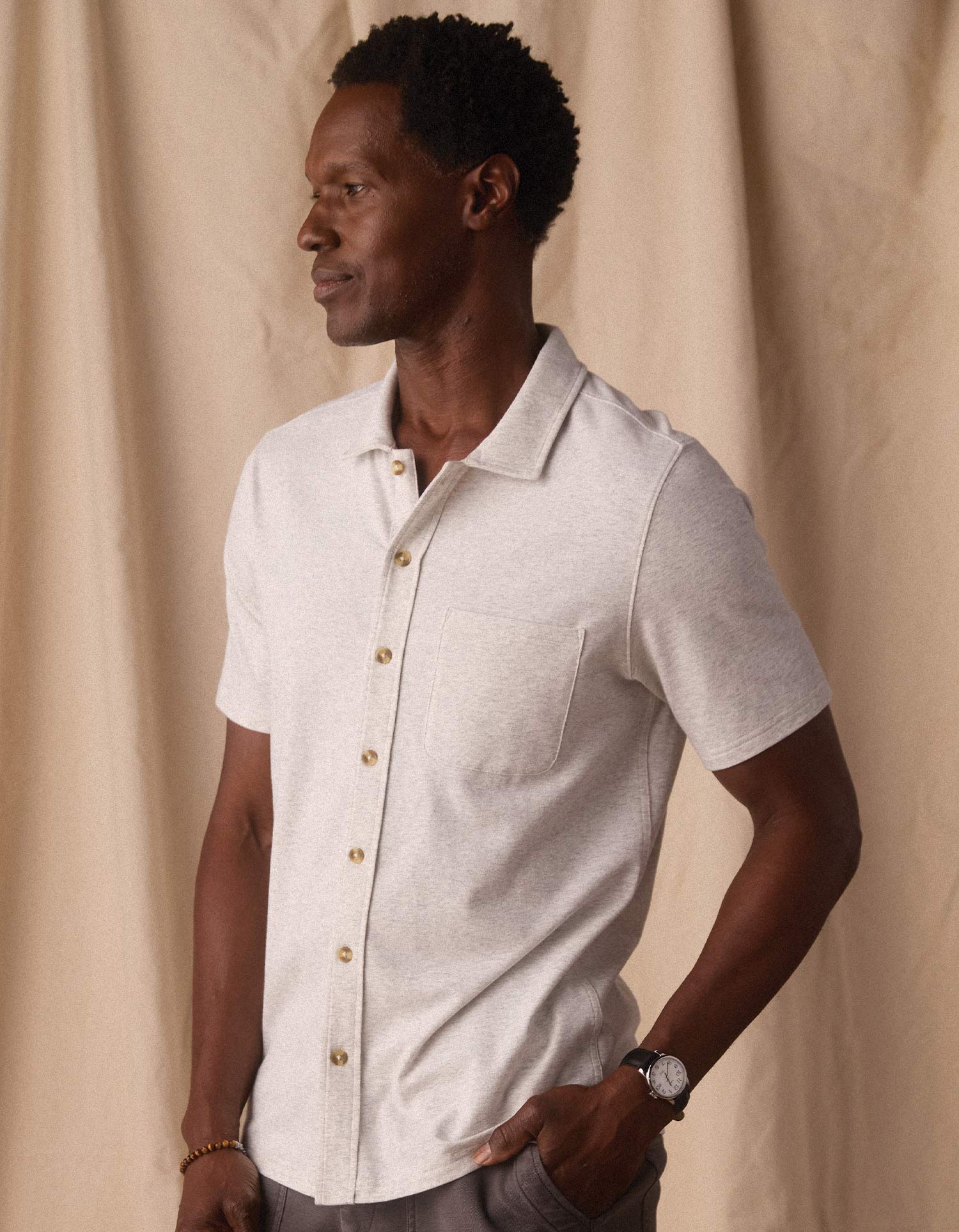 Active Puremeso Weekend Button Down in Stone - Image 4