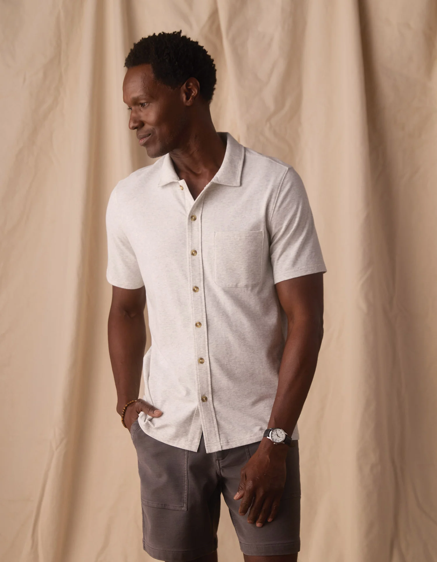 Active Puremeso Weekend Button Down in Stone - Image 5