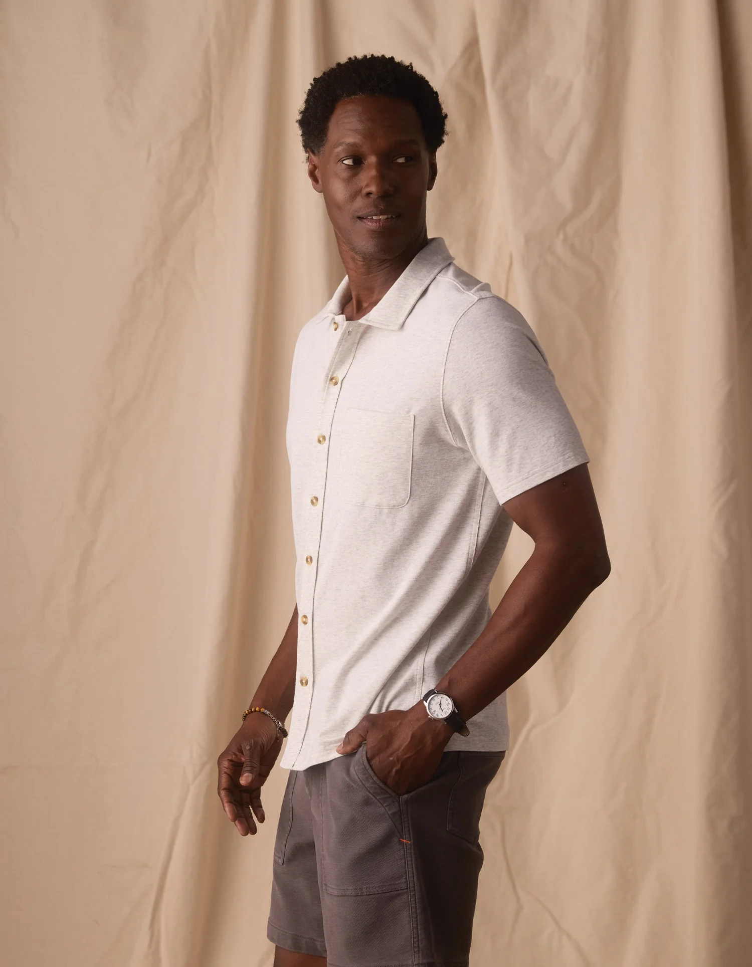 Active Puremeso Weekend Button Down in Stone - Image 6