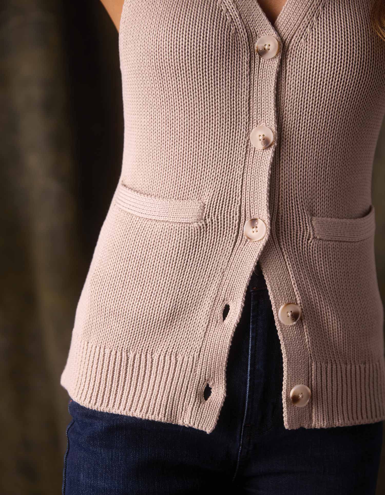 Ada Knit Button Tank in Birch - Image 3