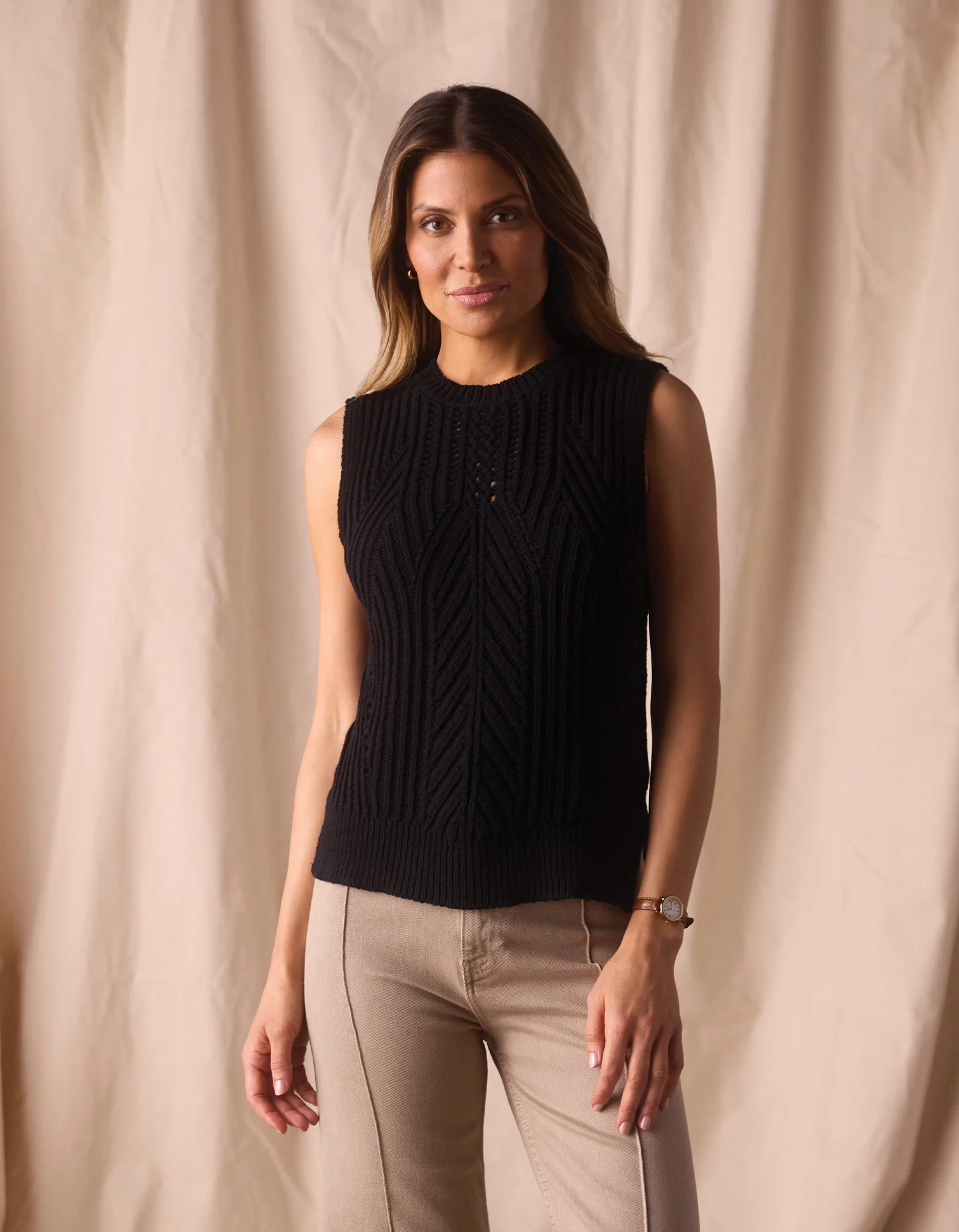 Adelaide Knit Hi-Neck Tank in Black - Image 2