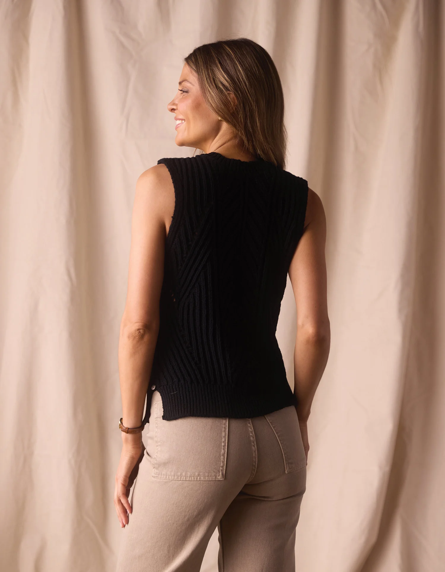 Adelaide Knit Hi-Neck Tank in Black - Image 4