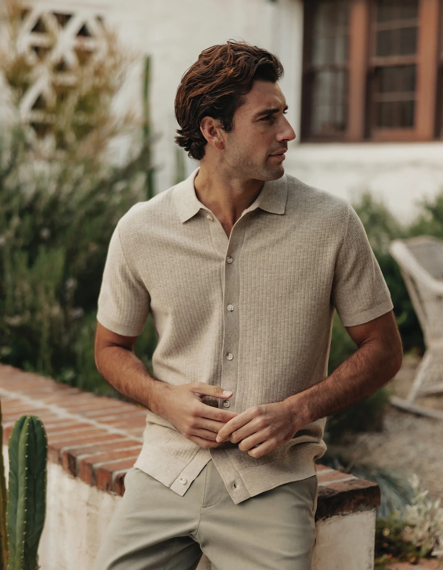 Breezeknit Button Up in Flax