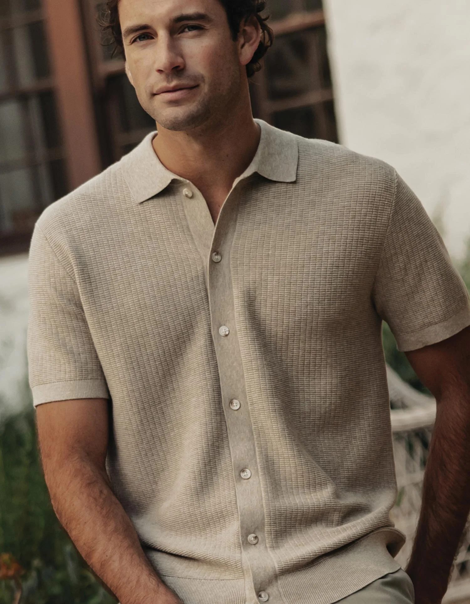 Breezeknit Button Up in Flax - Image 2