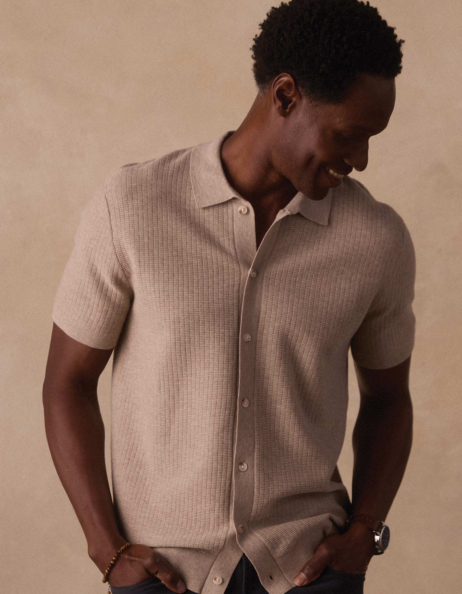 Breezeknit Button Up in Flax - Image 5