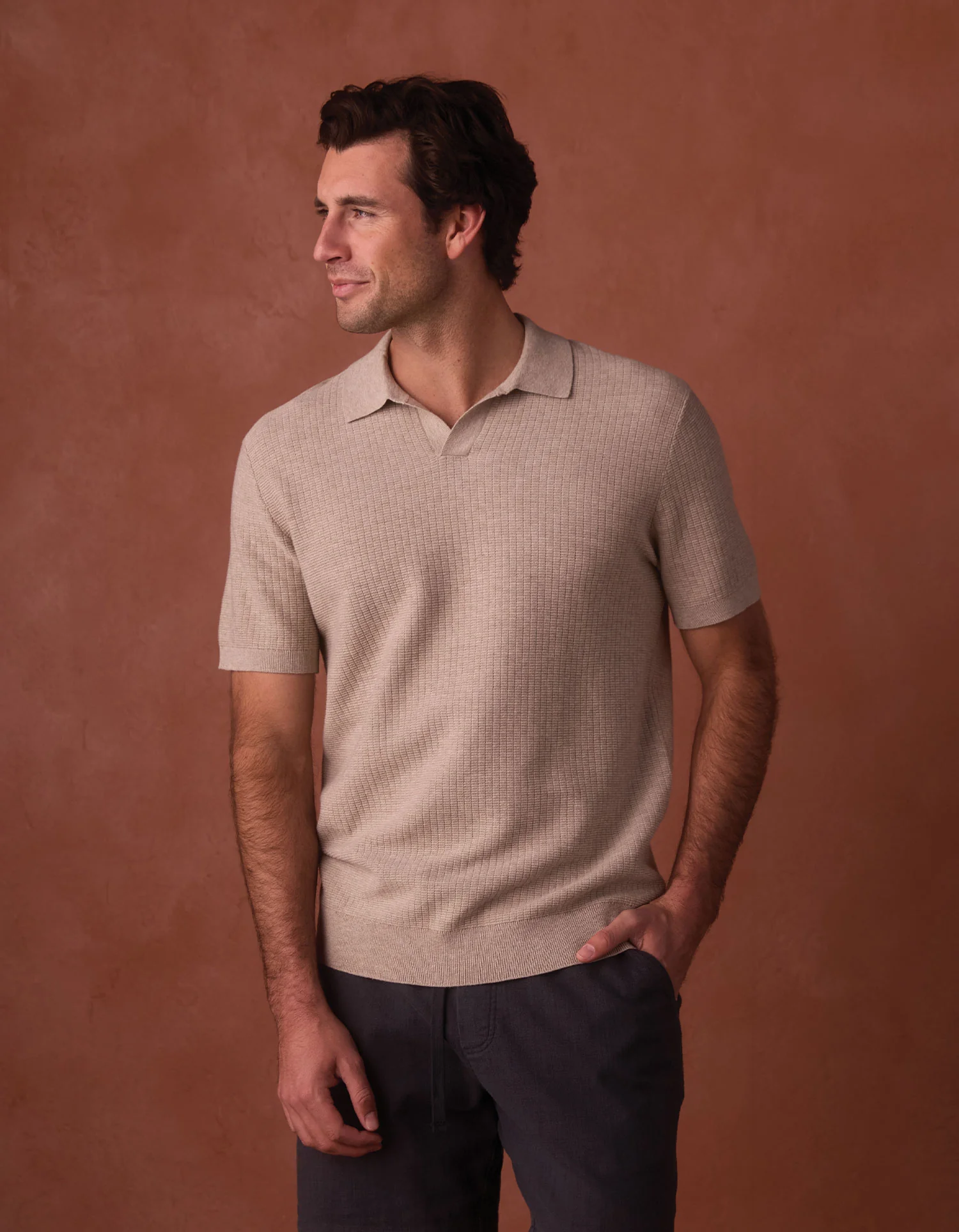 Breezeknit Polo in Flax - Image 6
