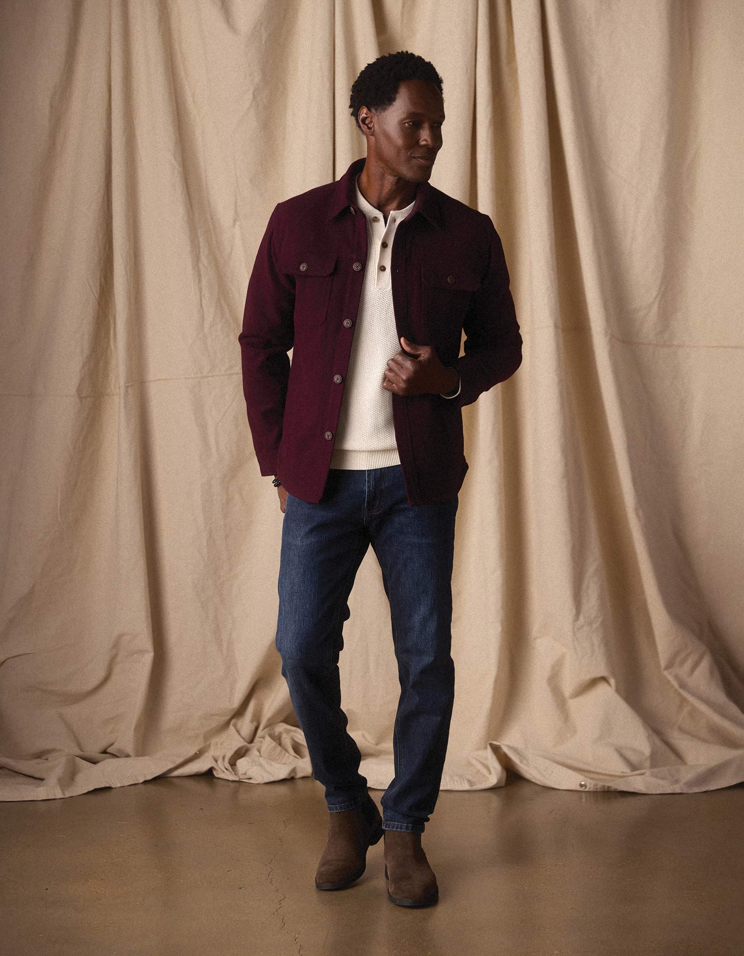 Brightside Flannel Lined Workwear Jacket in Port Wine - Image 3