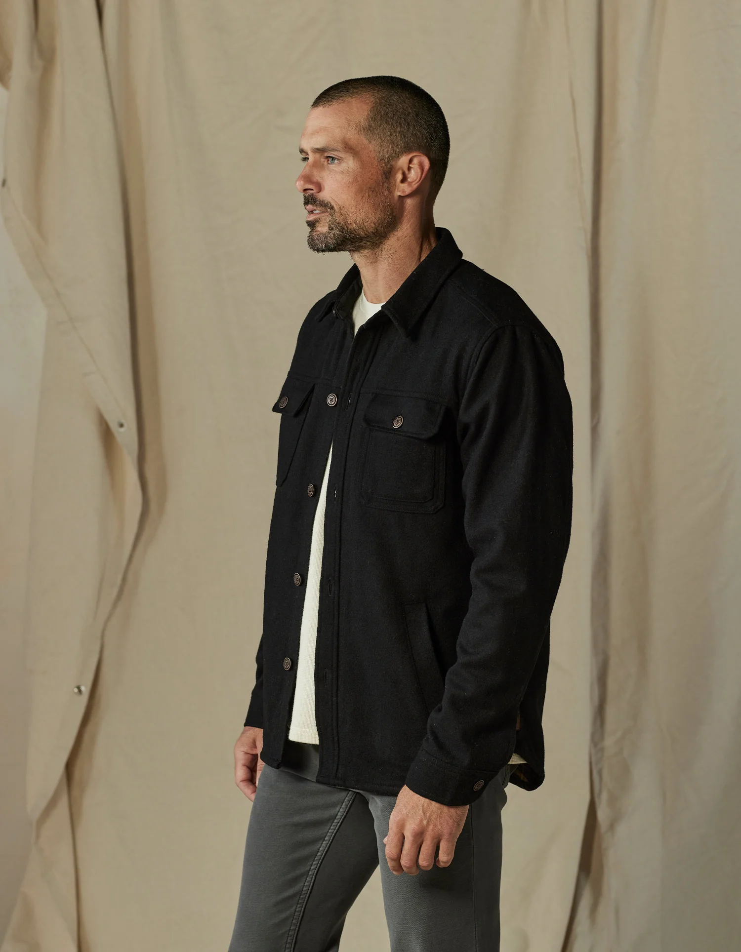 Brightside Flannel Lined Workwear Jacket in Black - Image 3