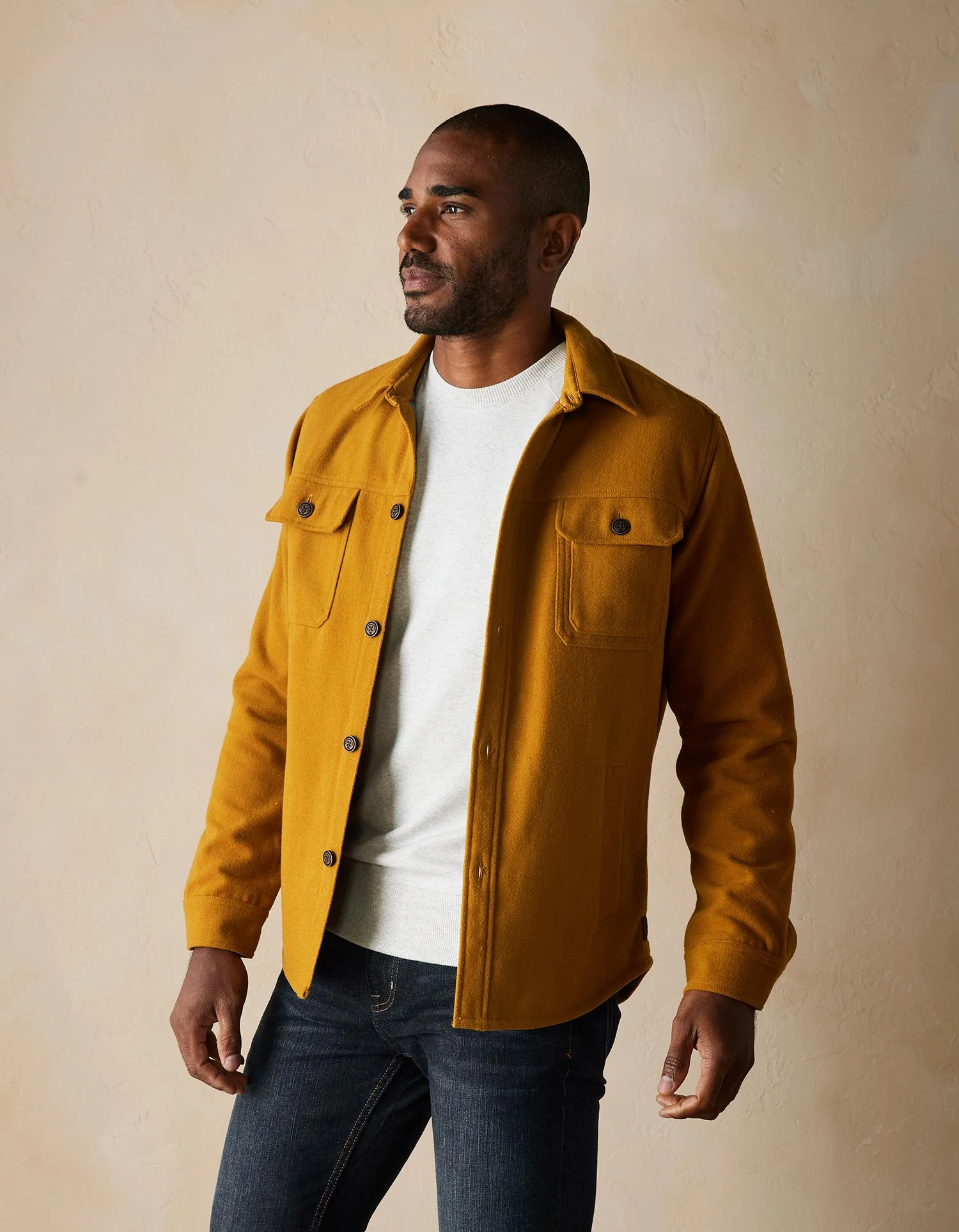 Brightside Flannel Lined Workwear Jacket in Gold - Image 4