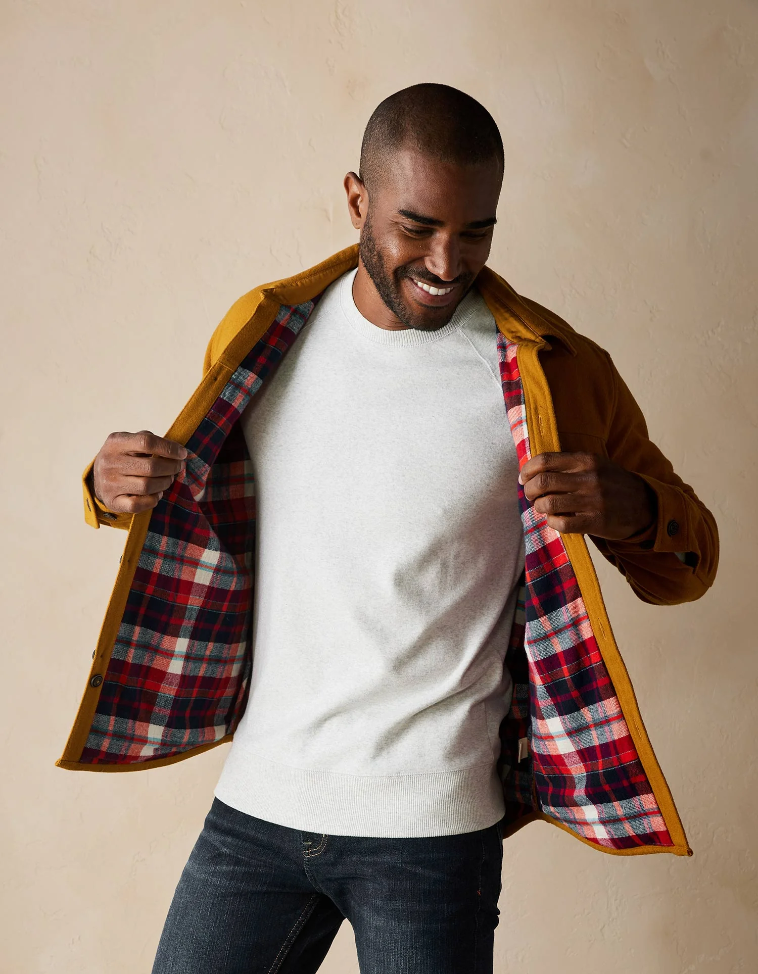 Brightside Flannel Lined Workwear Jacket in Gold - Image 6
