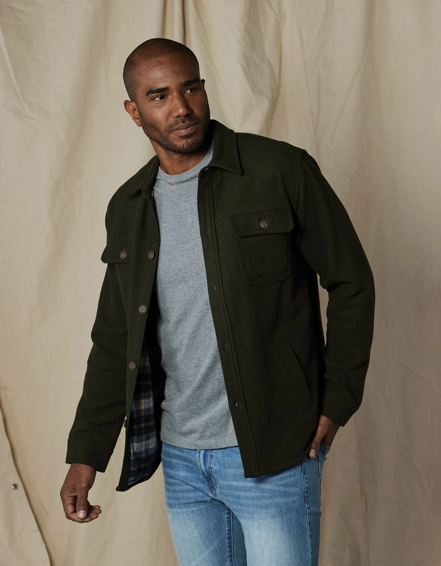 Brightside Flannel Lined Workwear Jacket in Green - Image 4