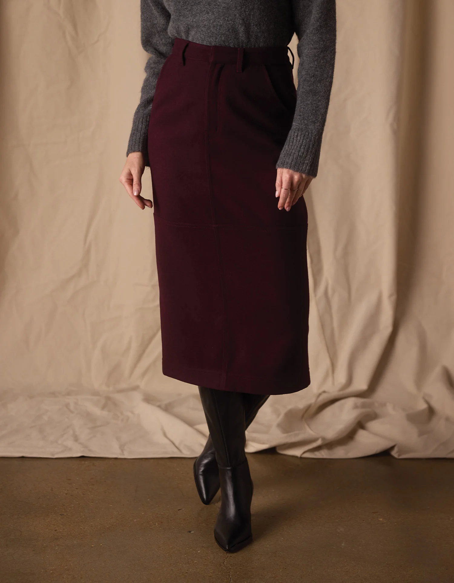 Brightside Midi Skirt in Port Wine - Image 3