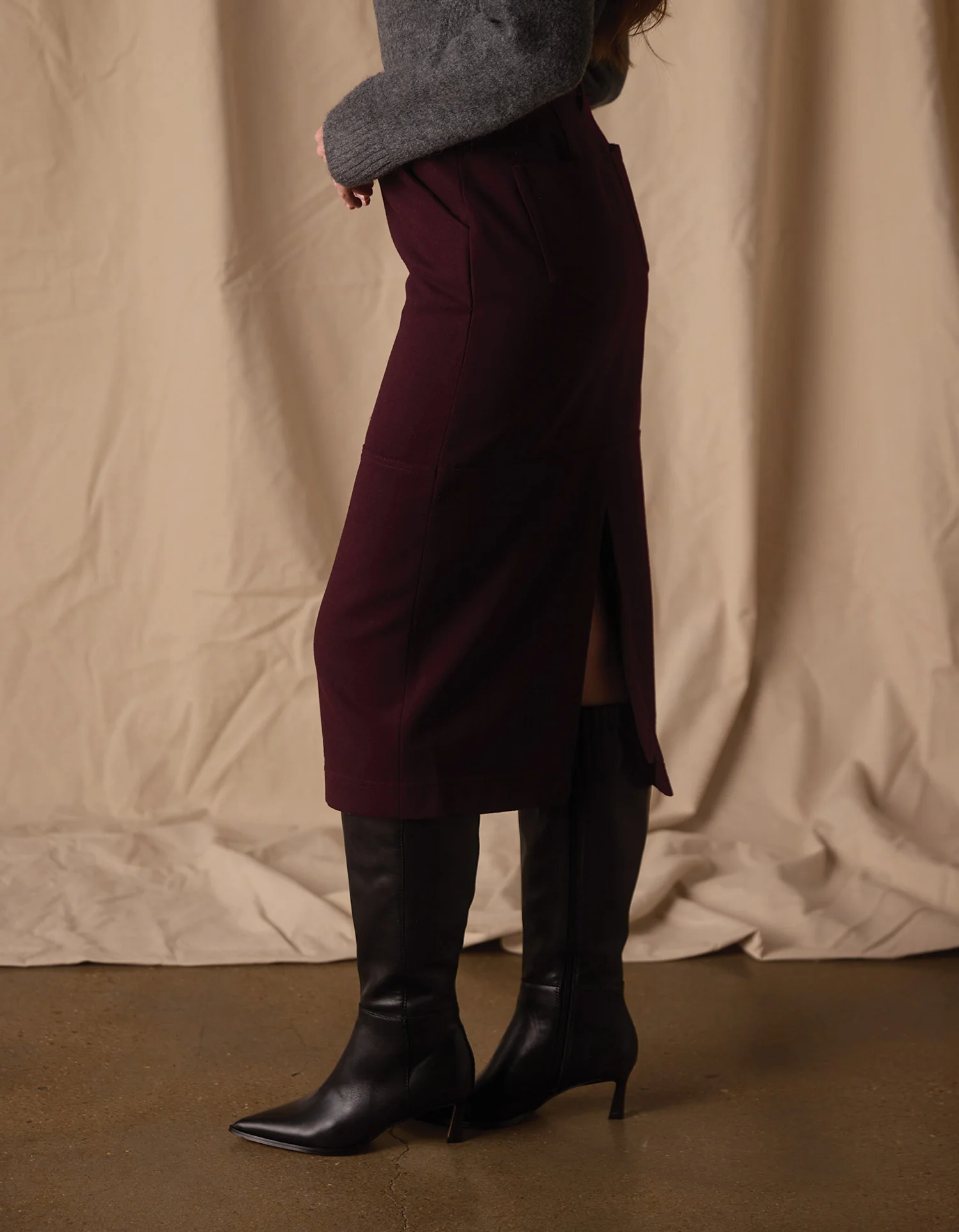 Brightside Midi Skirt in Port Wine - Image 4