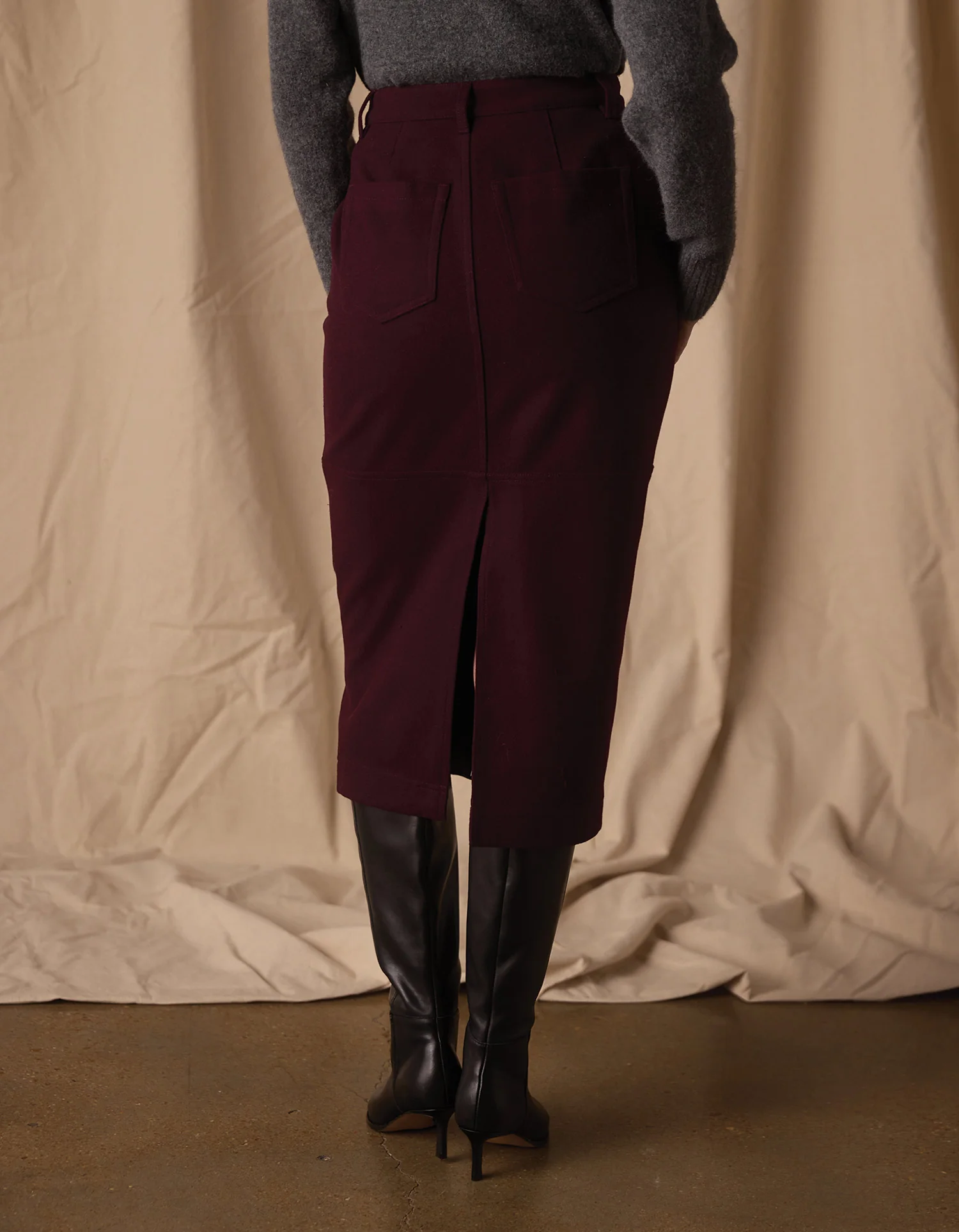 Brightside Midi Skirt in Port Wine - Image 5