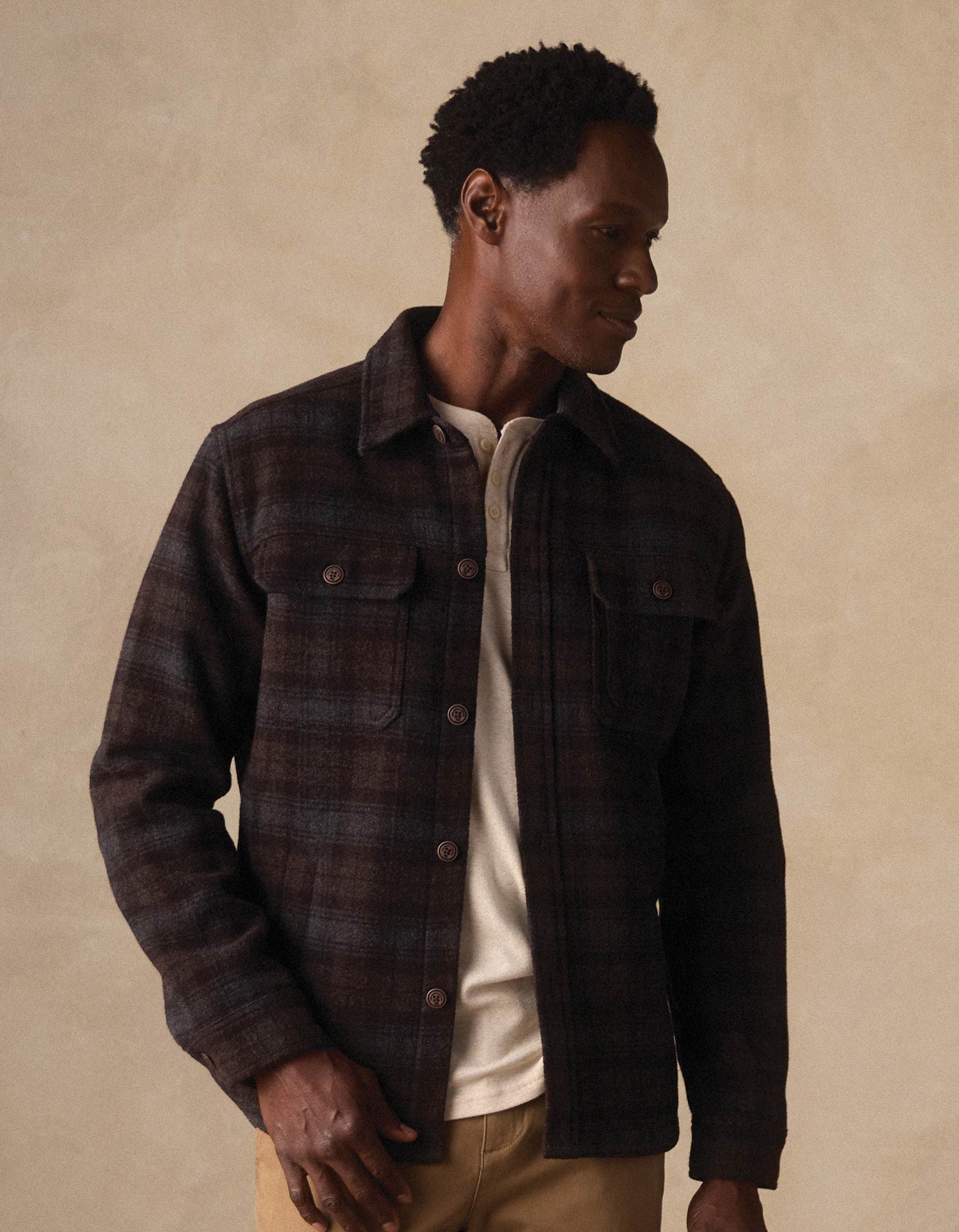 Brightside Flannel Lined Workwear Jacket in Brown Plaid - Image 3