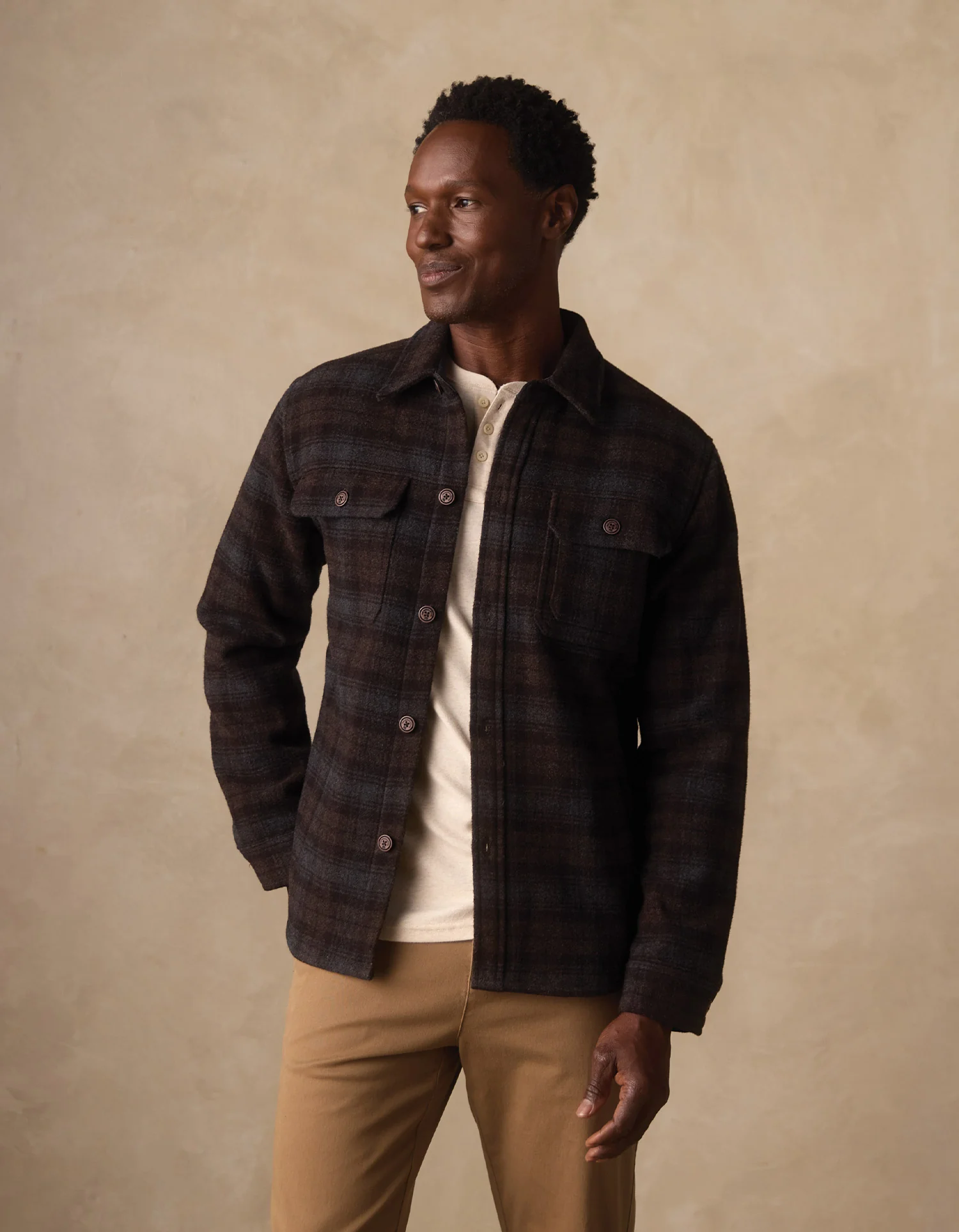 Brightside Flannel Lined Workwear Jacket in Brown Plaid - Image 5