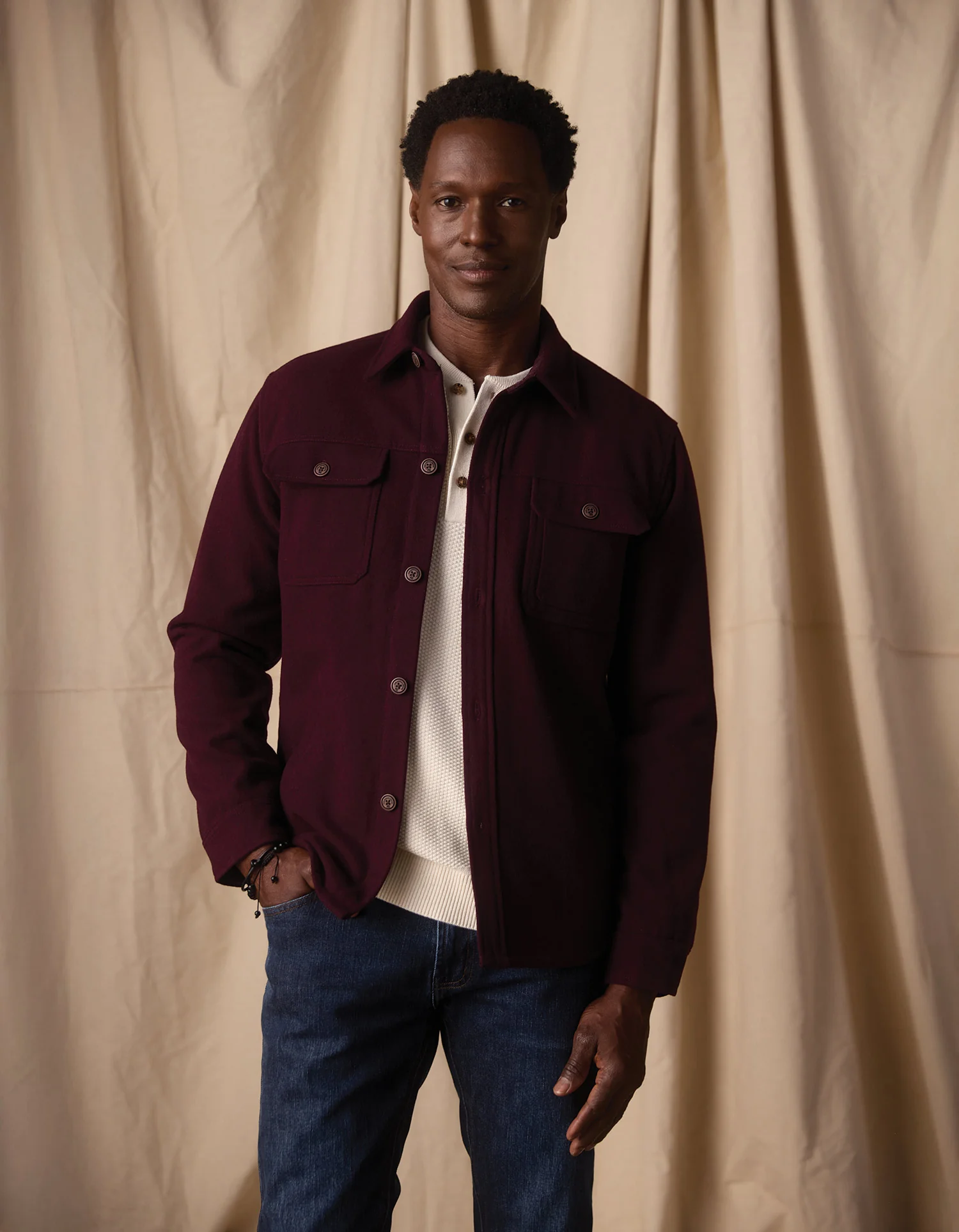 Brightside Flannel Lined Workwear Jacket in Port Wine - Image 4