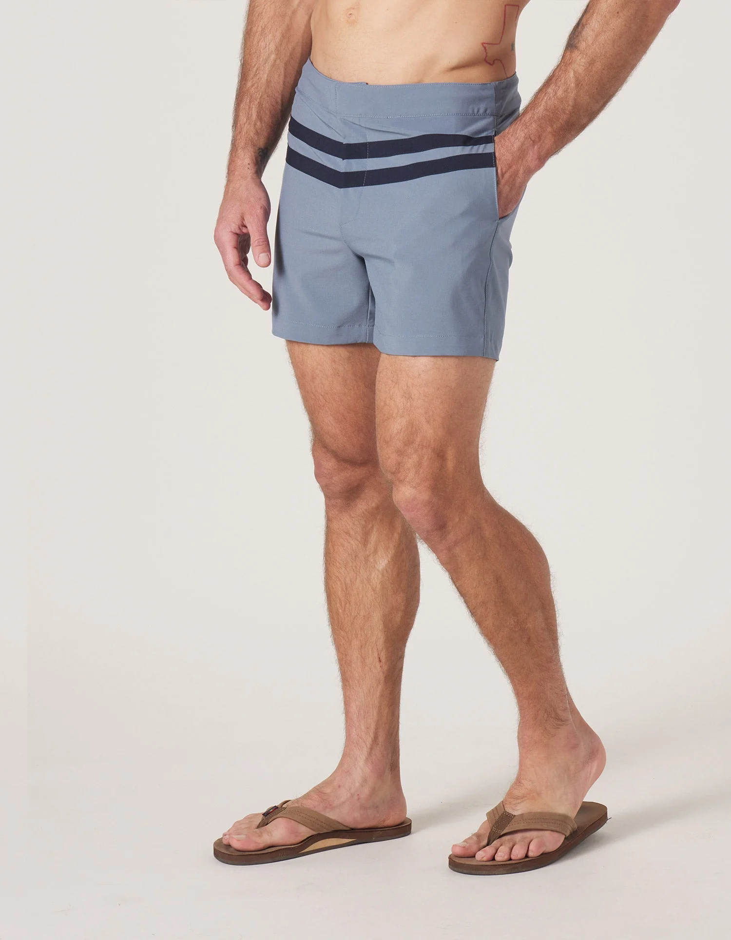 Button Front Trunk in Mineral Blue-Navy - Image 4