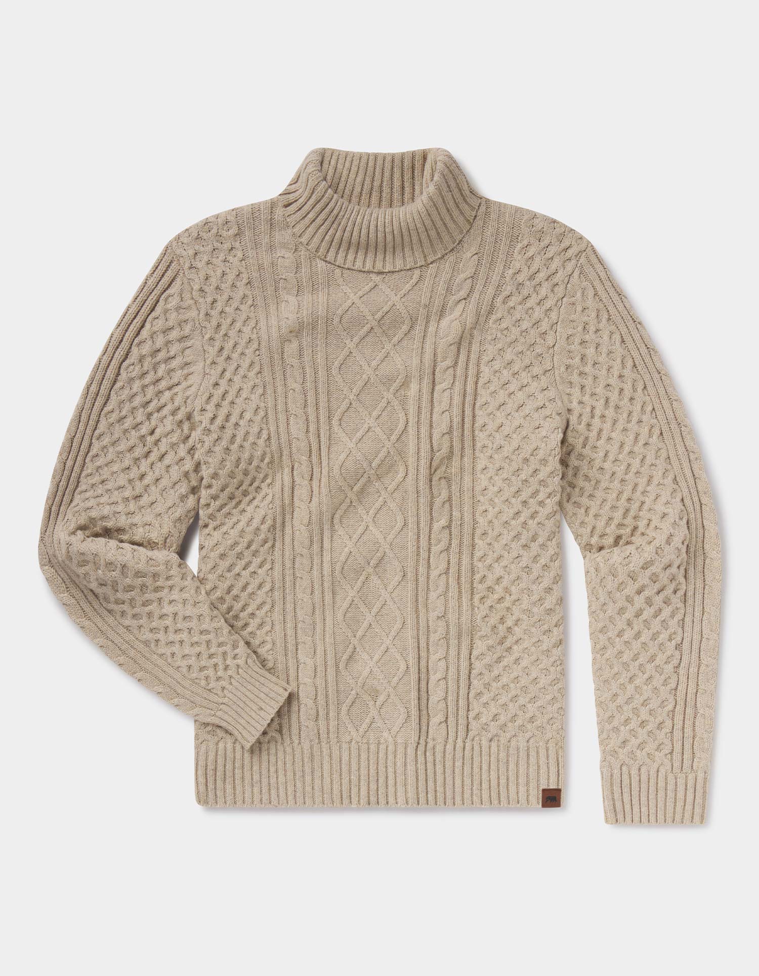 Cable Knit Rollneck Sweater in Oat - Image 2