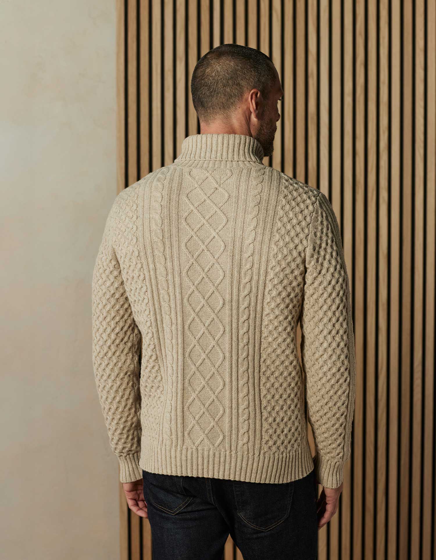 Cable Knit Rollneck Sweater in Oat - Image 5