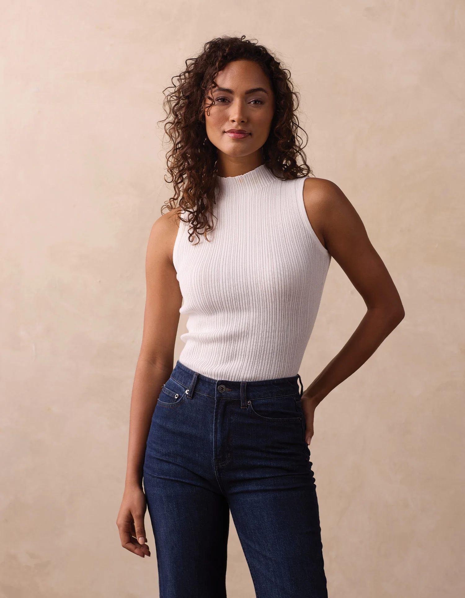 Carolyn Knit Tank in Ivory - Image 2