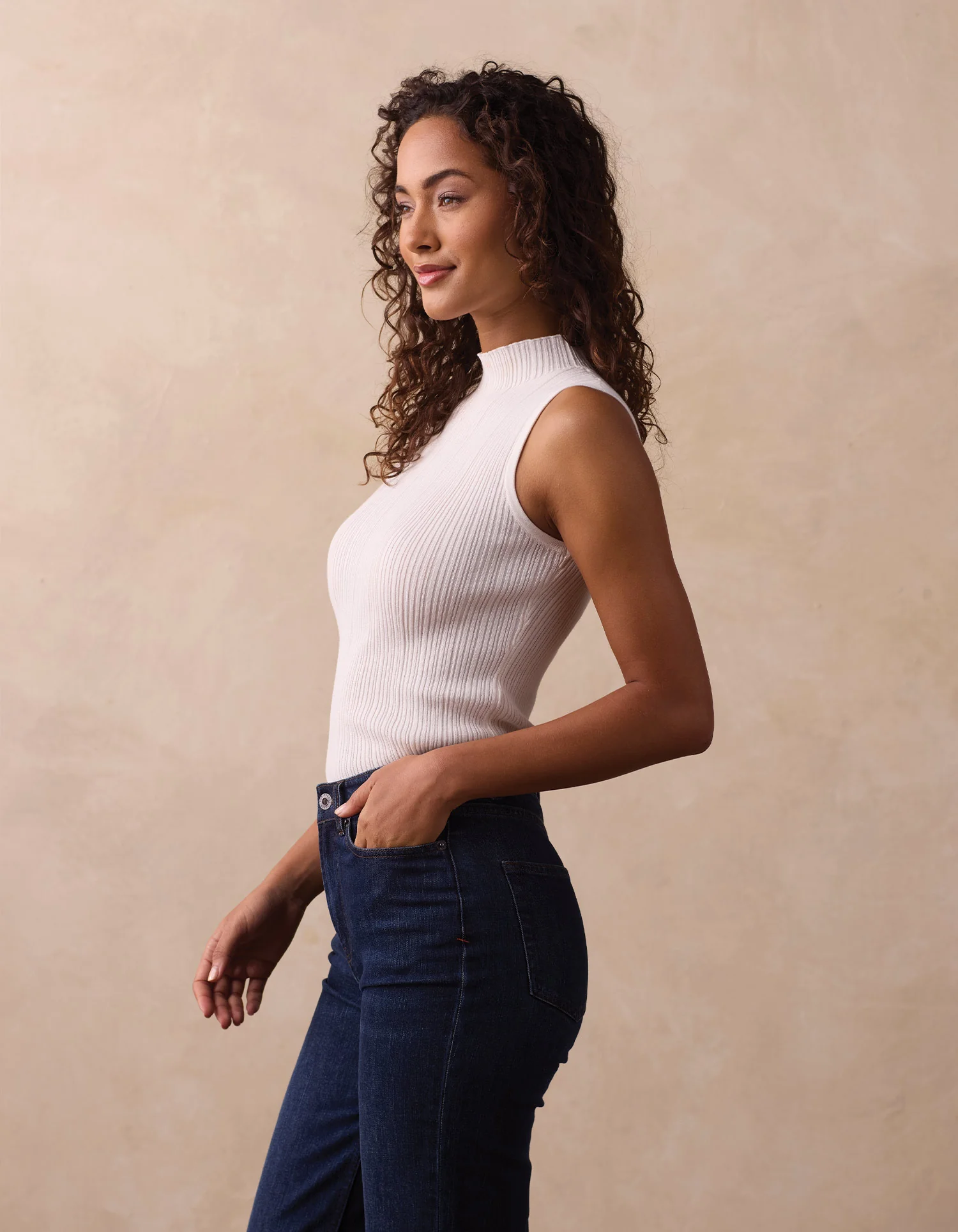 Carolyn Knit Tank in Ivory - Image 3