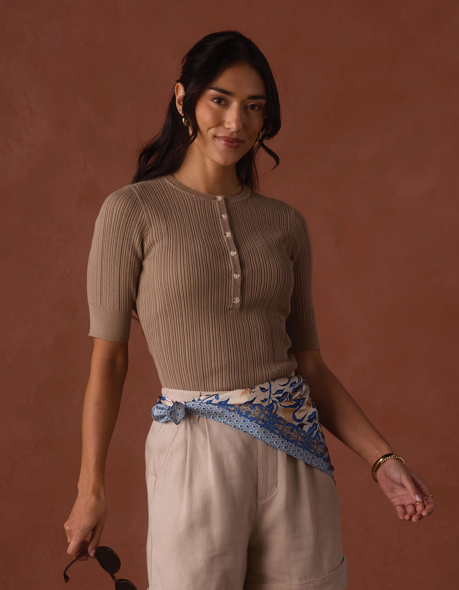 Coco Henley Sweater in Taupe - Image 8