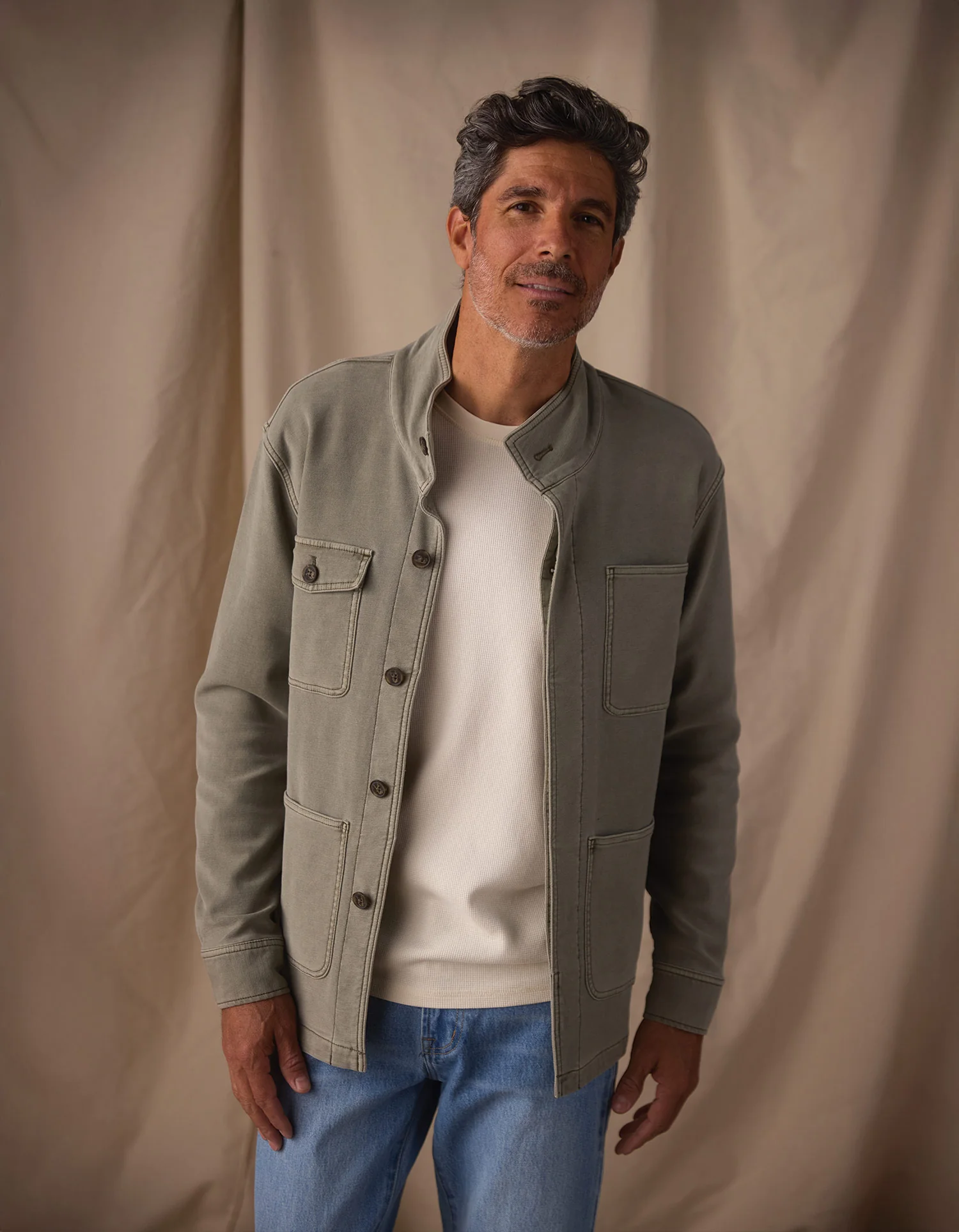 Comfort Terry Chore Coat in Moss - Image 3