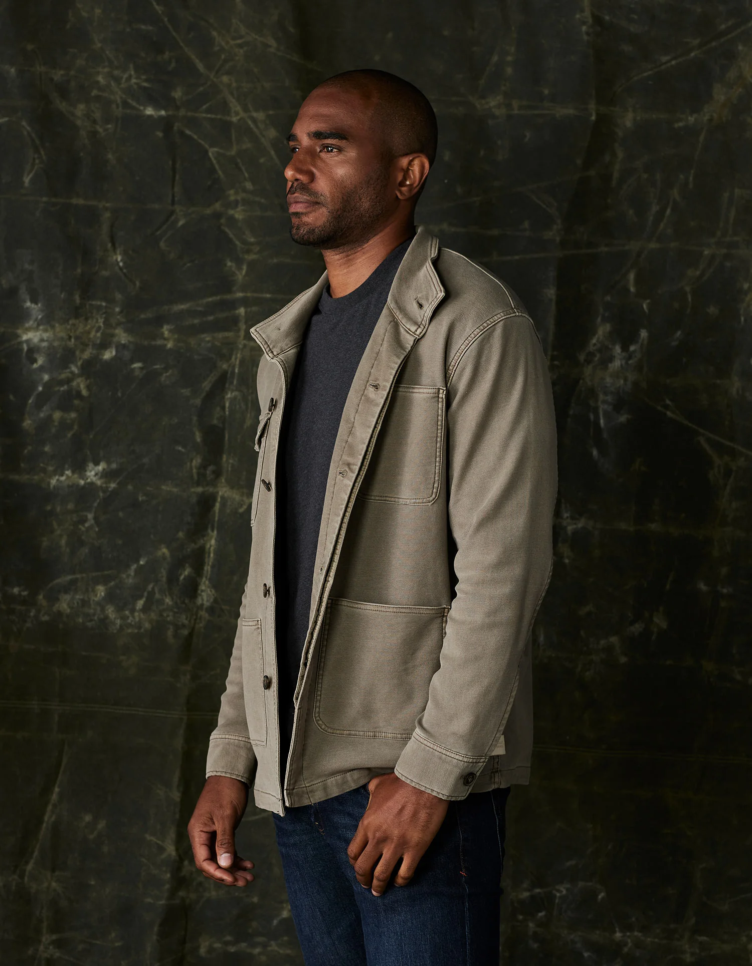 Comfort Terry Chore Coat in Taupe - Image 6