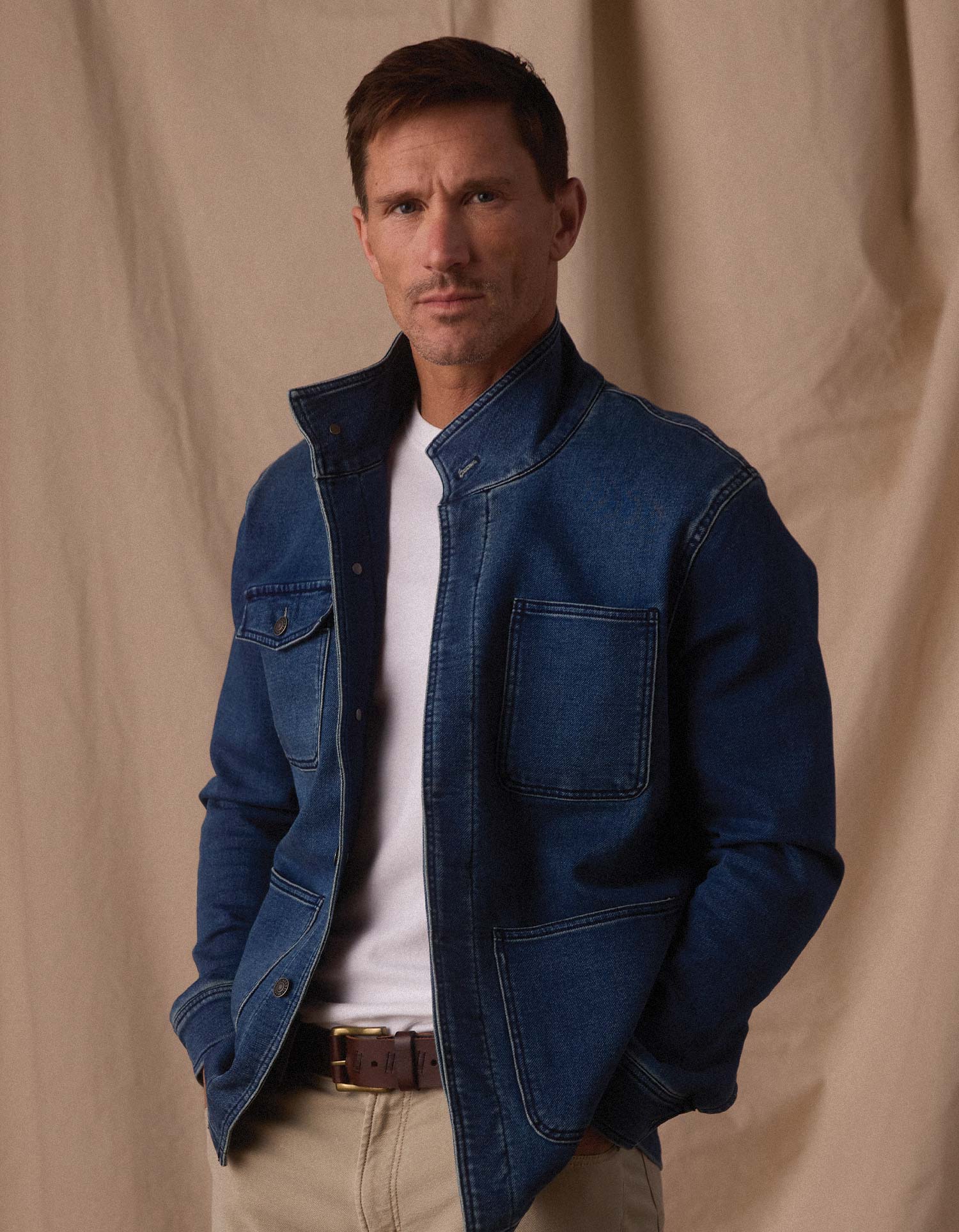 Comfort Terry Jean Chore Coat in Dark Wash - Image 4