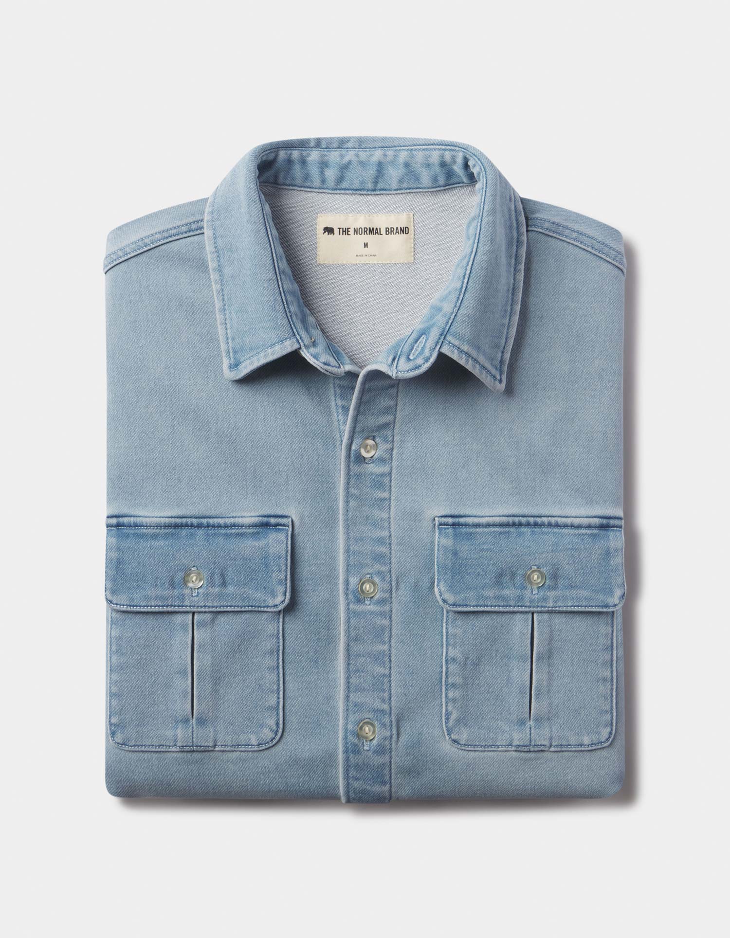 Comfort Terry Jean Shirt Jacket in Light Wash - Image 3