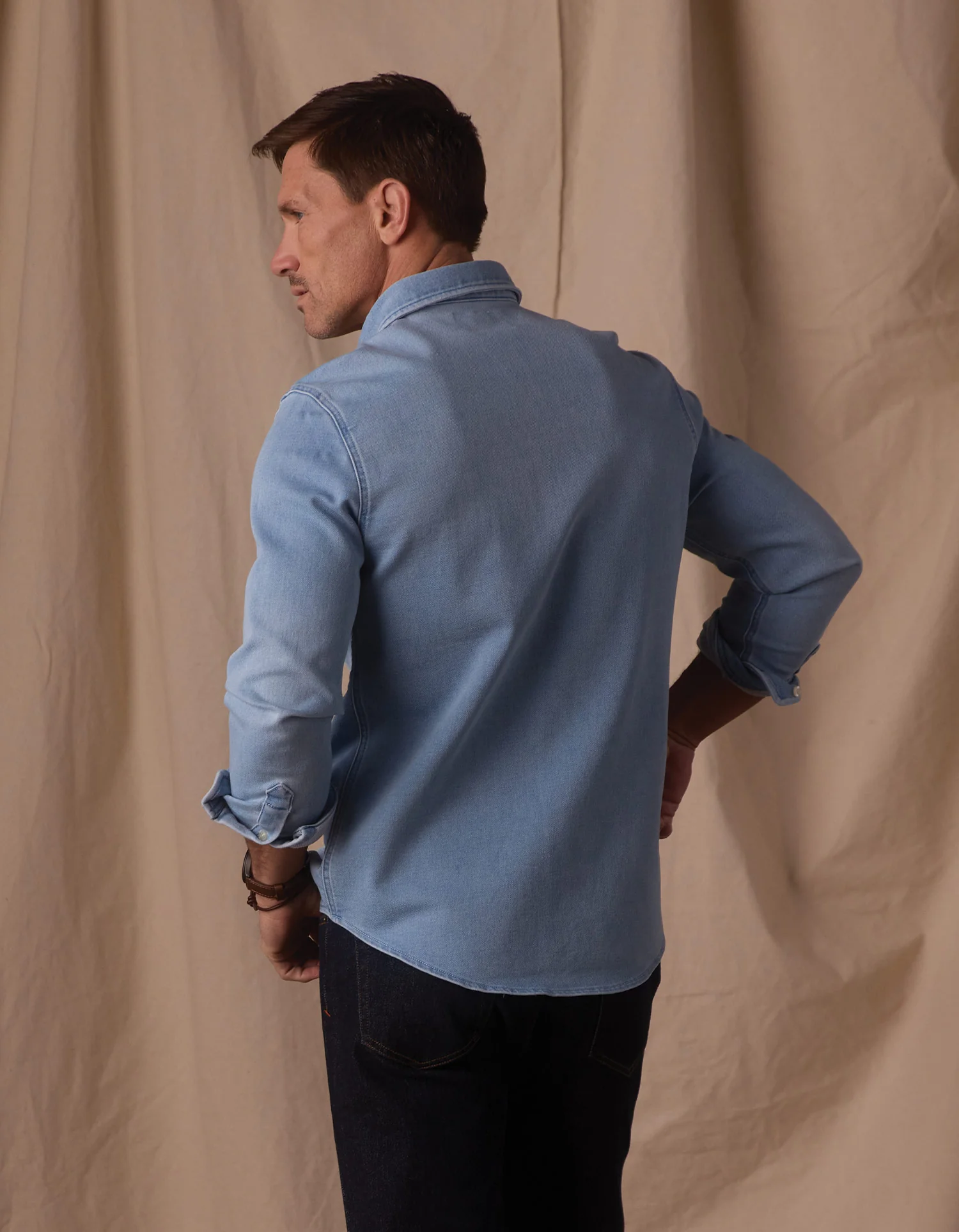 Comfort Terry Jean Shirt Jacket in Light Wash - Image 5