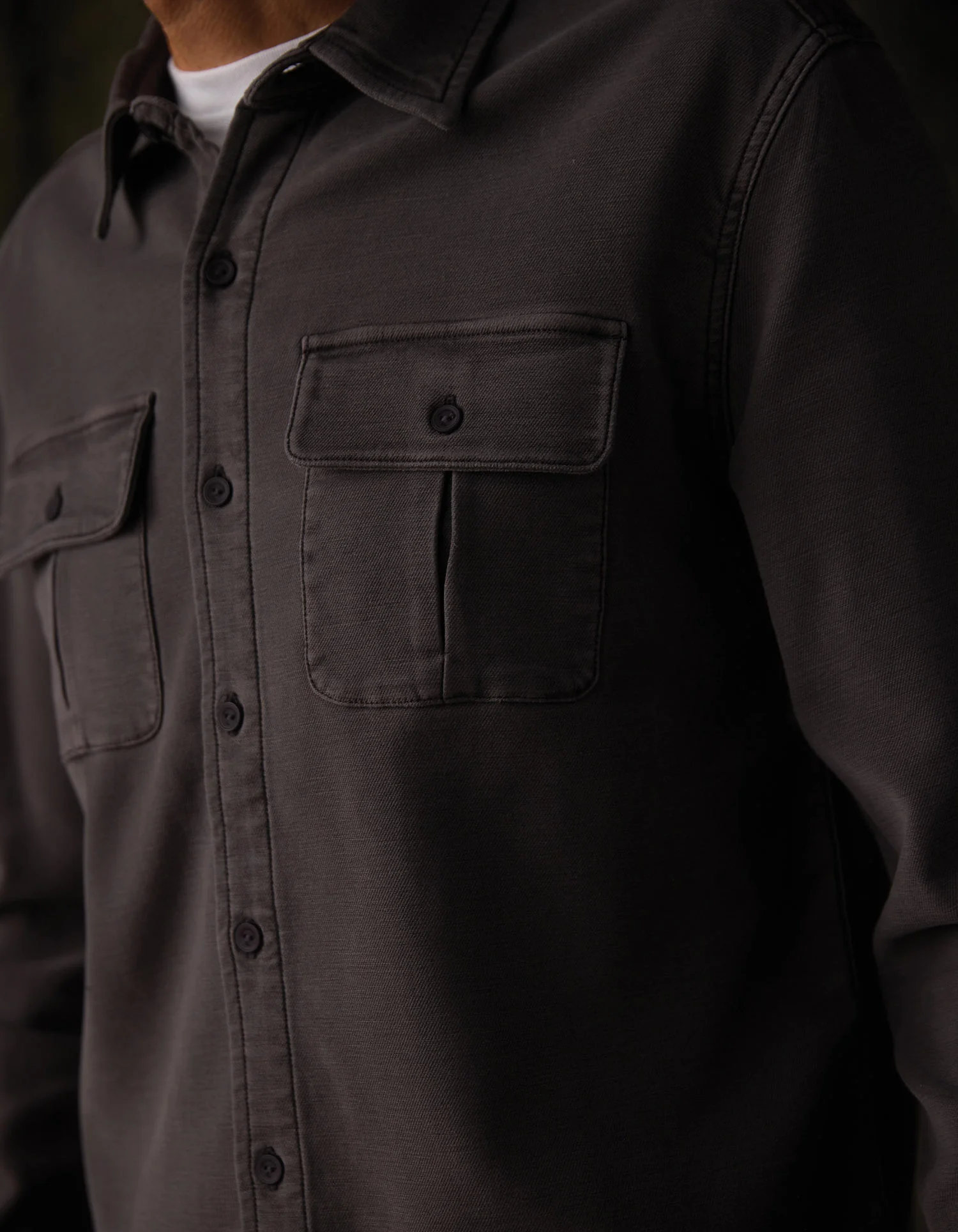 Comfort Terry Shirt Jacket in Steel - Image 3
