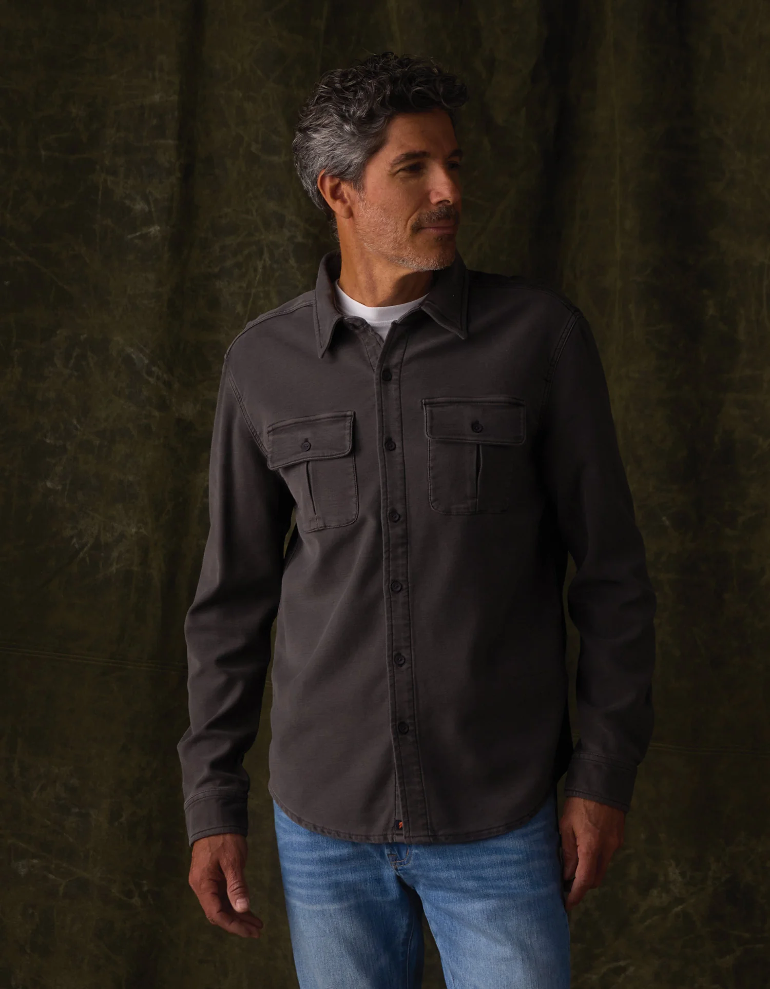Comfort Terry Shirt Jacket in Steel - Image 4