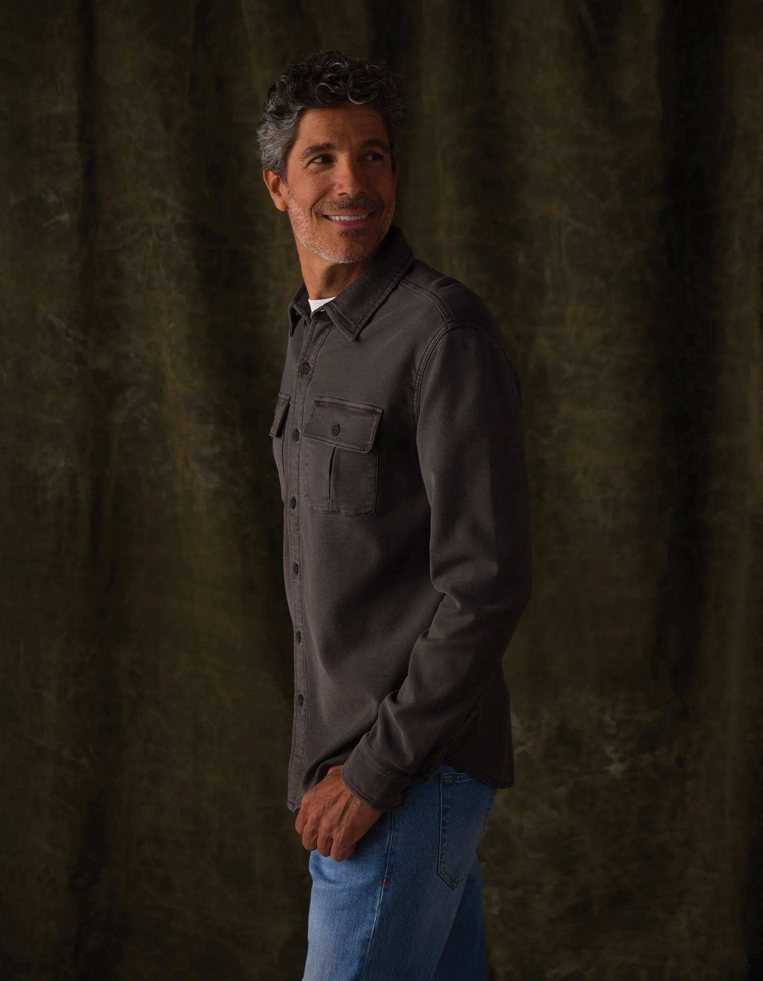 Comfort Terry Shirt Jacket in Steel - Image 5