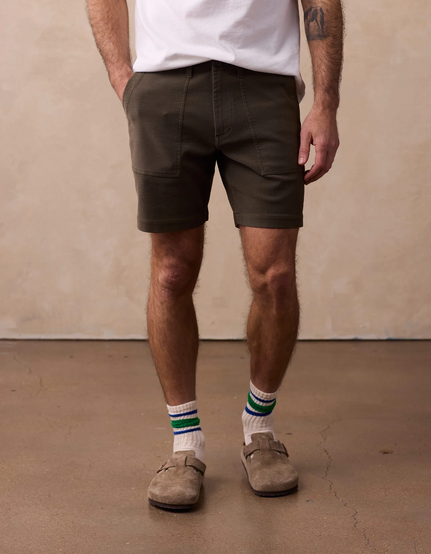 Comfort Terry Utility Short in Dusty Olive - Image 3