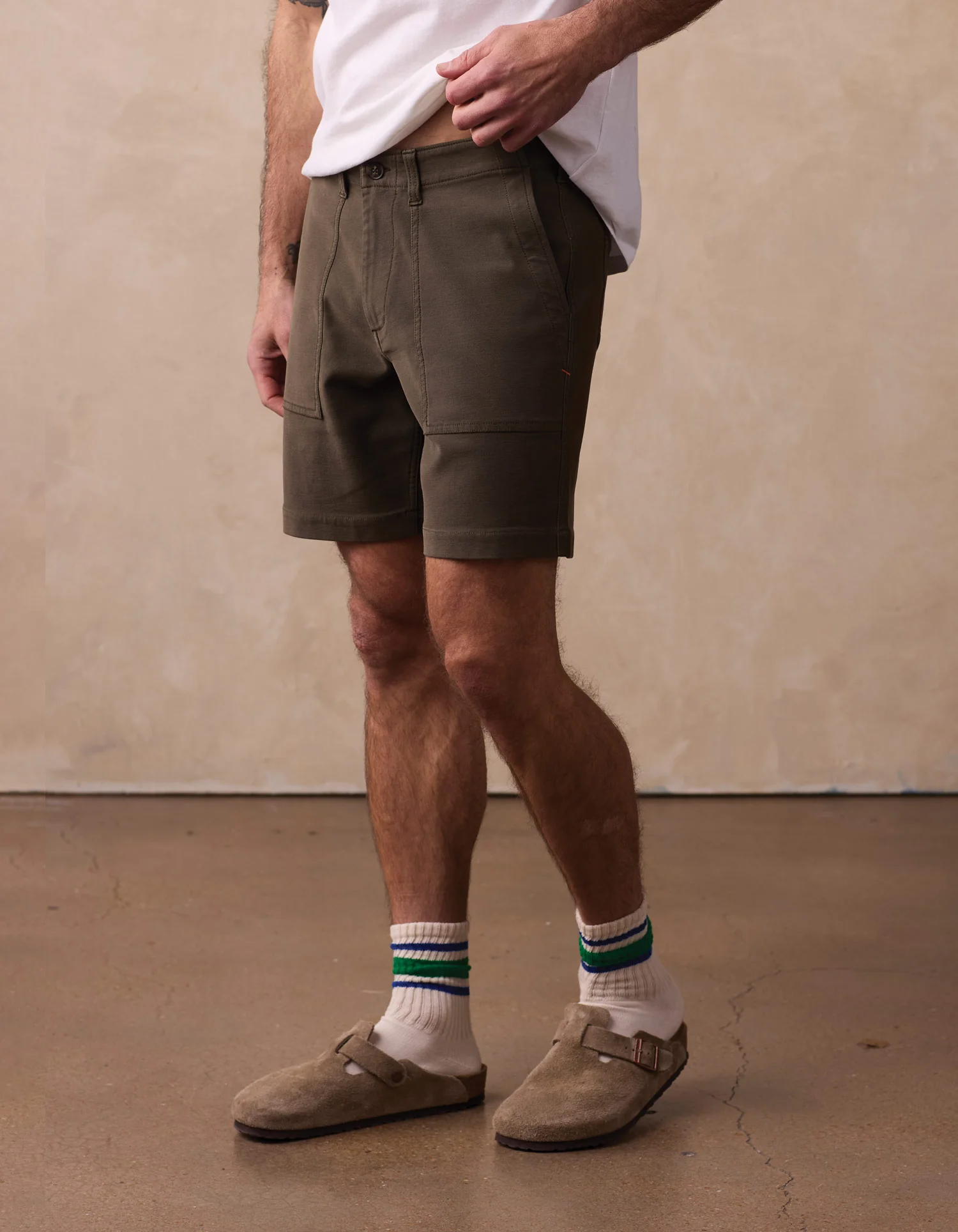 Comfort Terry Utility Short in Dusty Olive - Image 4