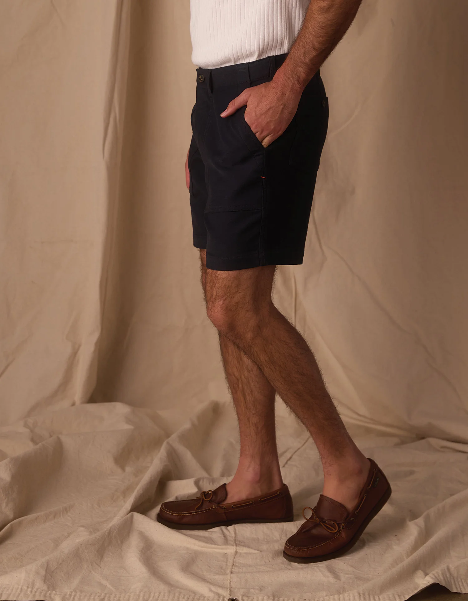 Comfort Terry Utility Short in Navy - Image 4