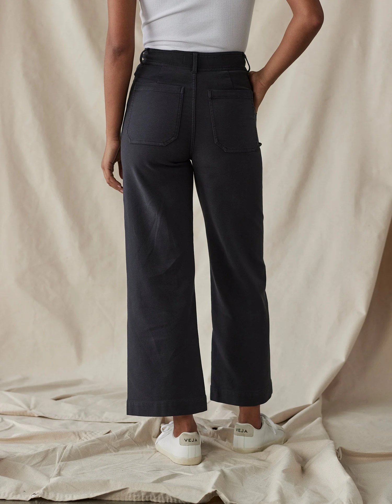 Comfort Terry Wide Leg Crop Pant in Phantom - Image 4