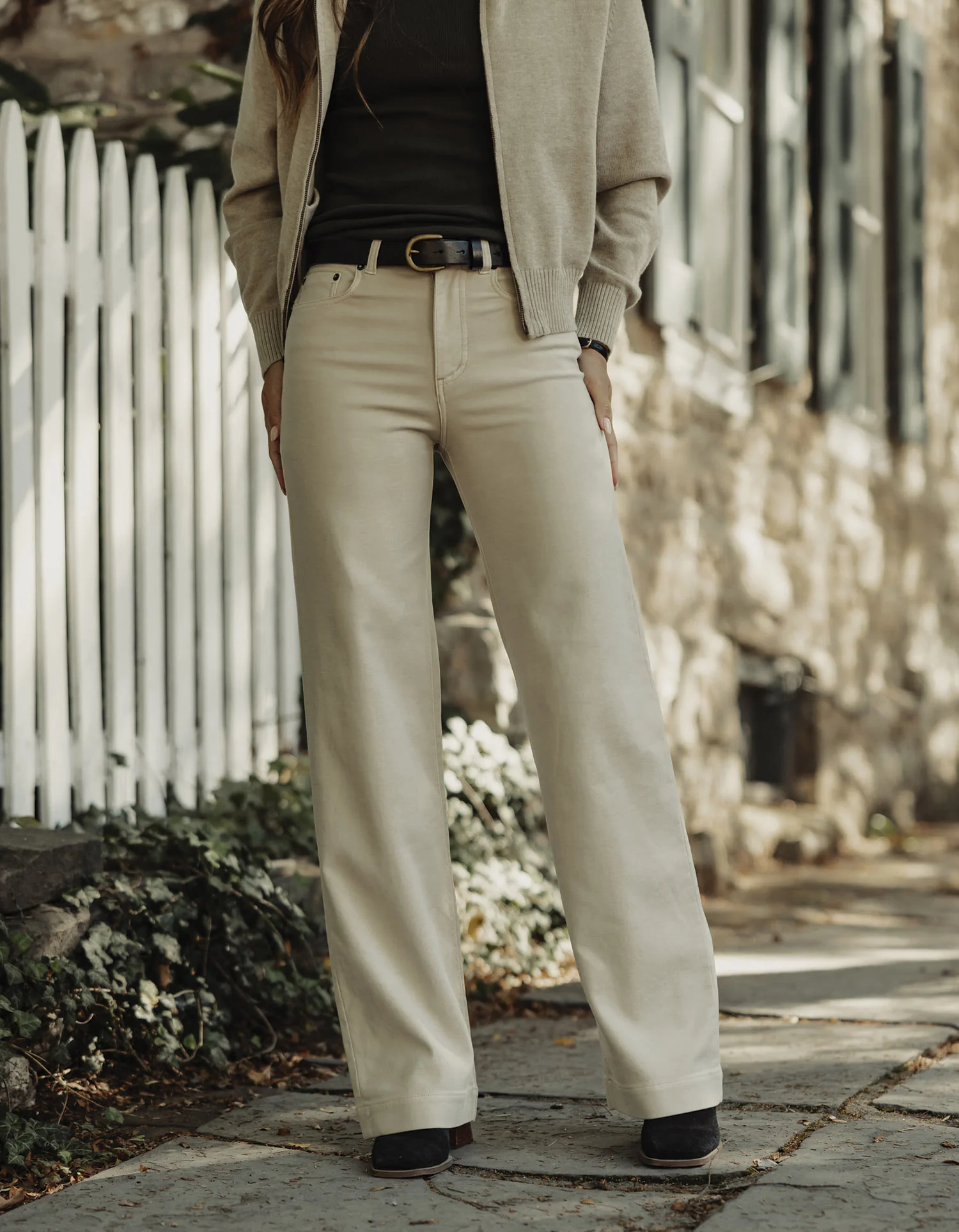 Comfort Terry Wide Leg Pant in Birch - Image 2
