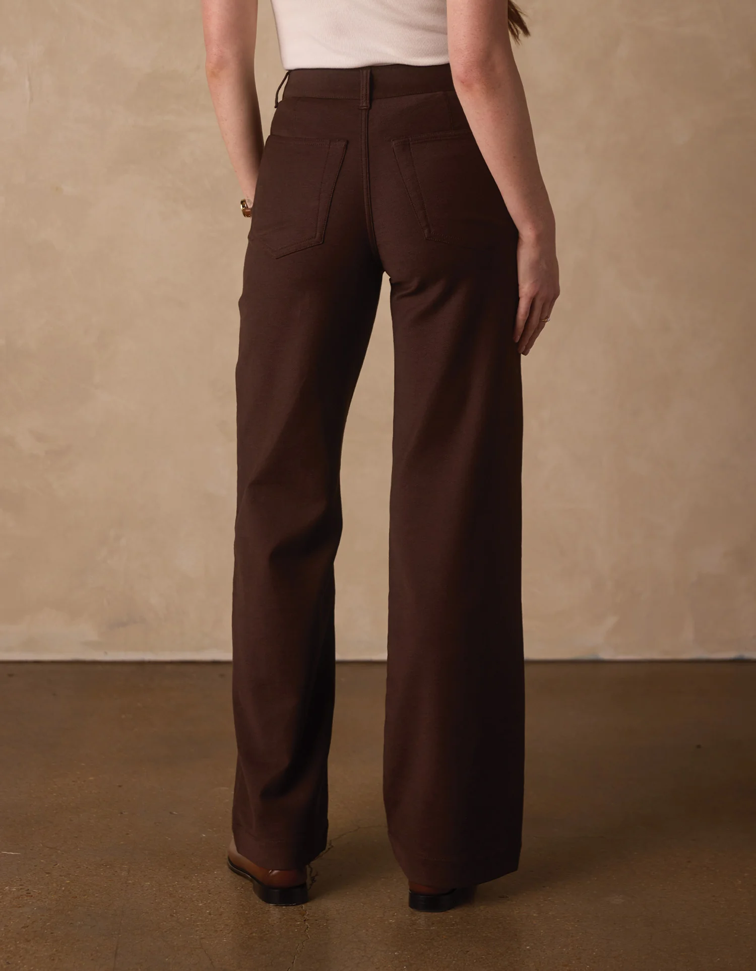 Comfort Terry Wide Leg Pant in Dark Brown - Image 5