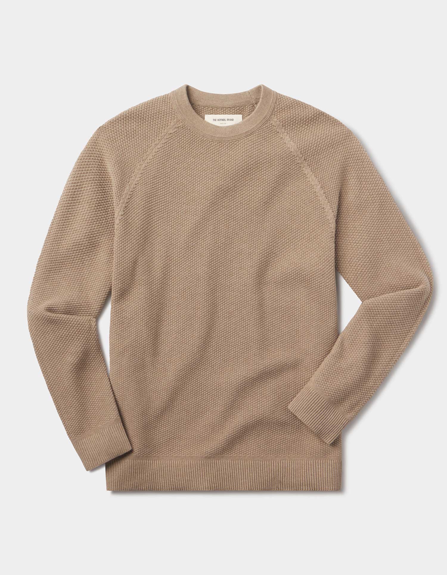 COOLMAX® Textured Crewneck Sweater in Dark Taupe - Image 3