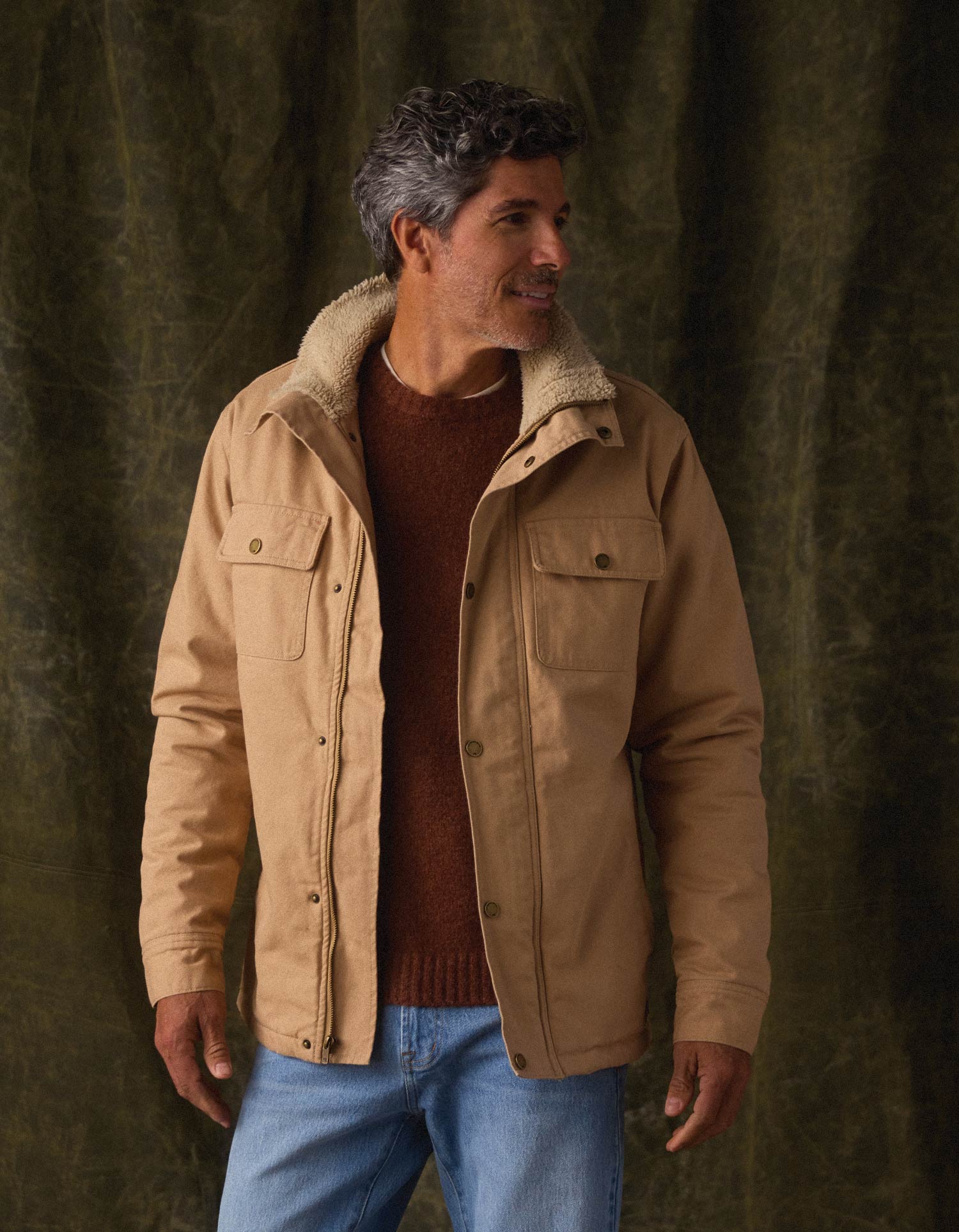 Canvas Chore Coat in Camel - Image 3