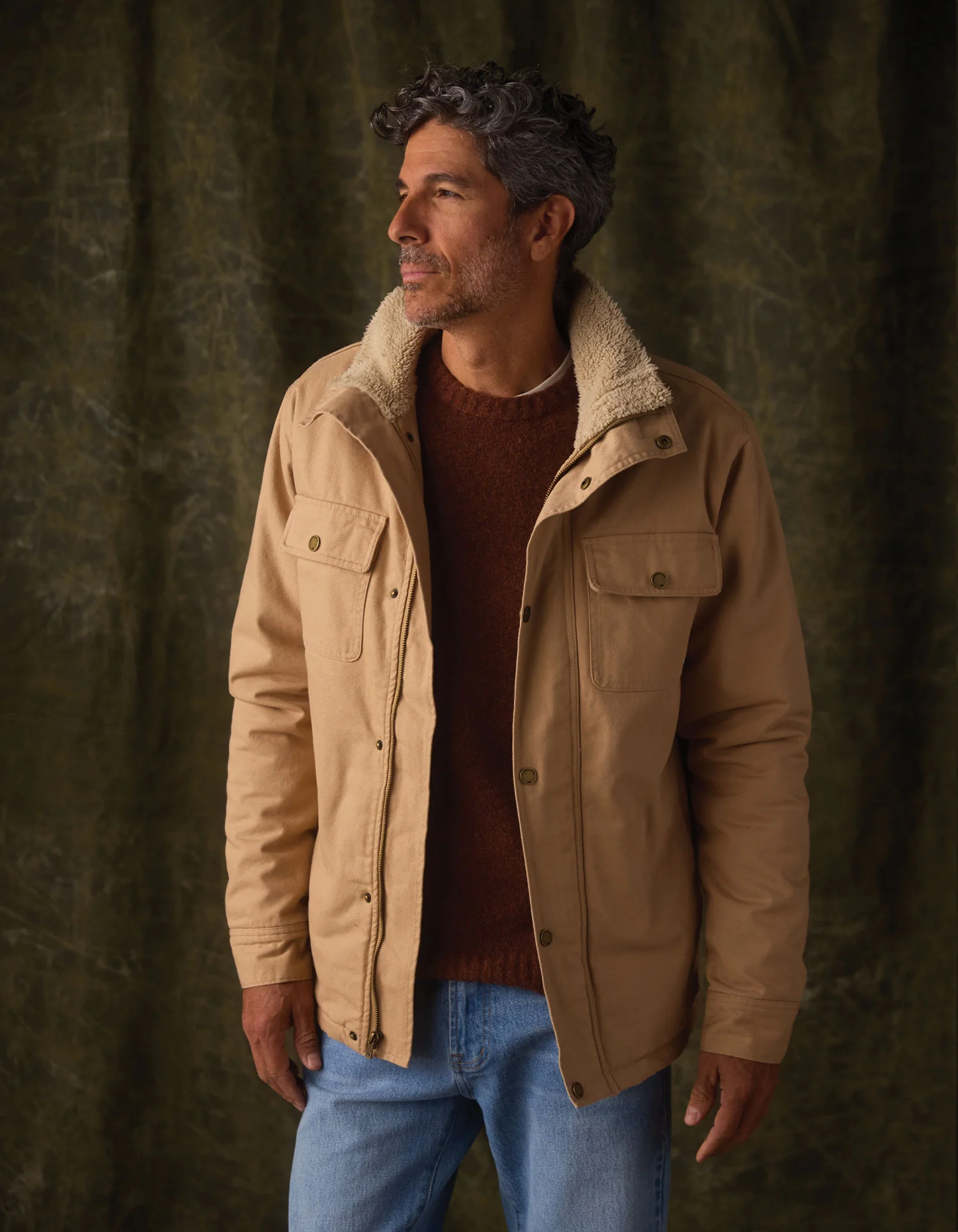 Canvas Chore Coat in Camel - Image 4