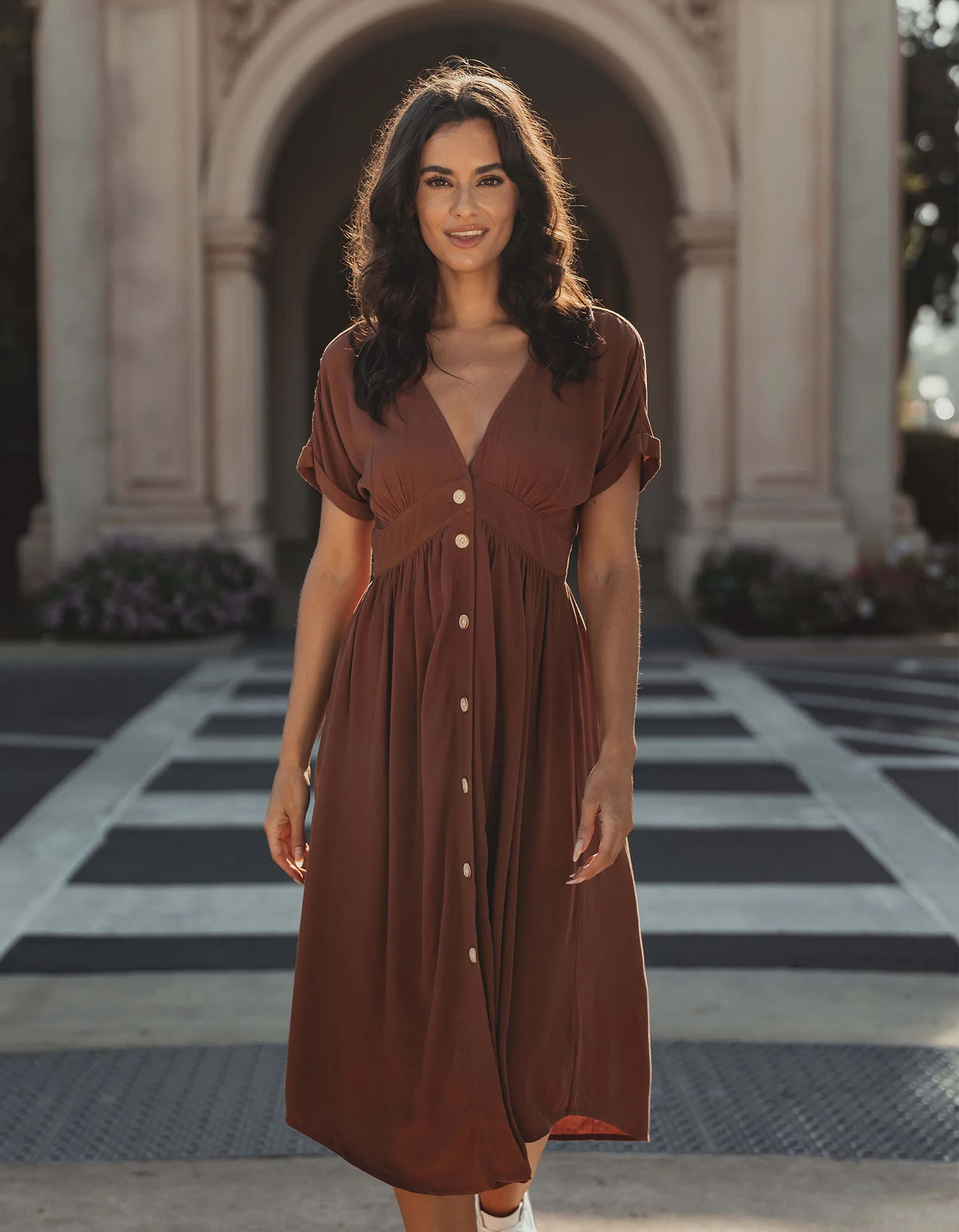 Deep V Button Thru Dress - Image 4