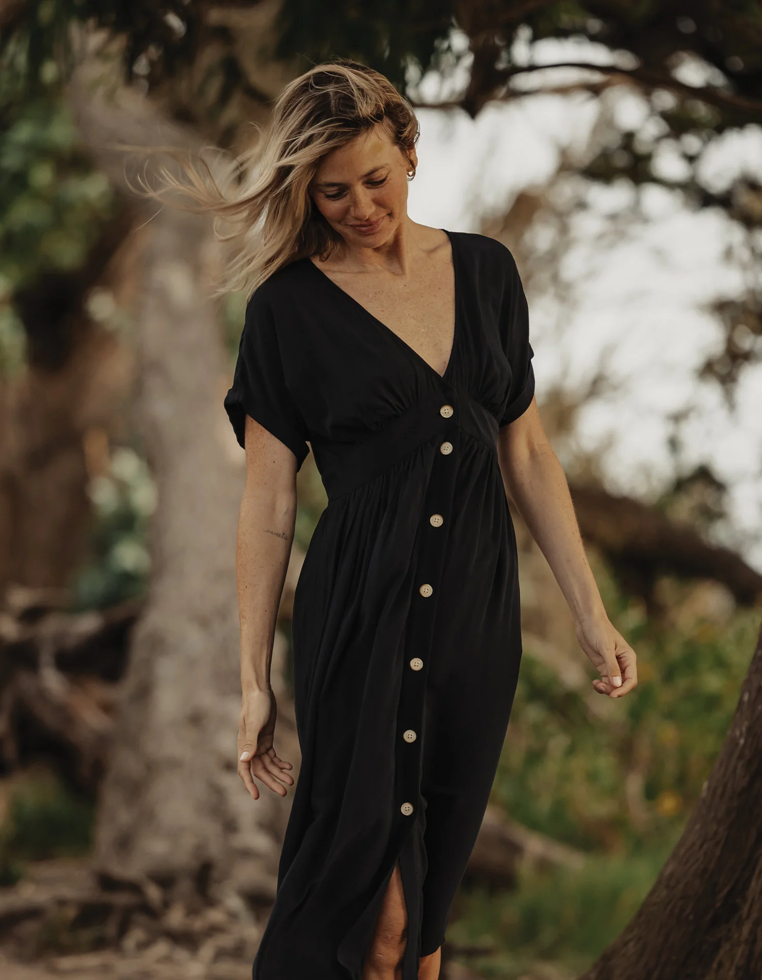 Deep V Button Thru Dress - Image 3