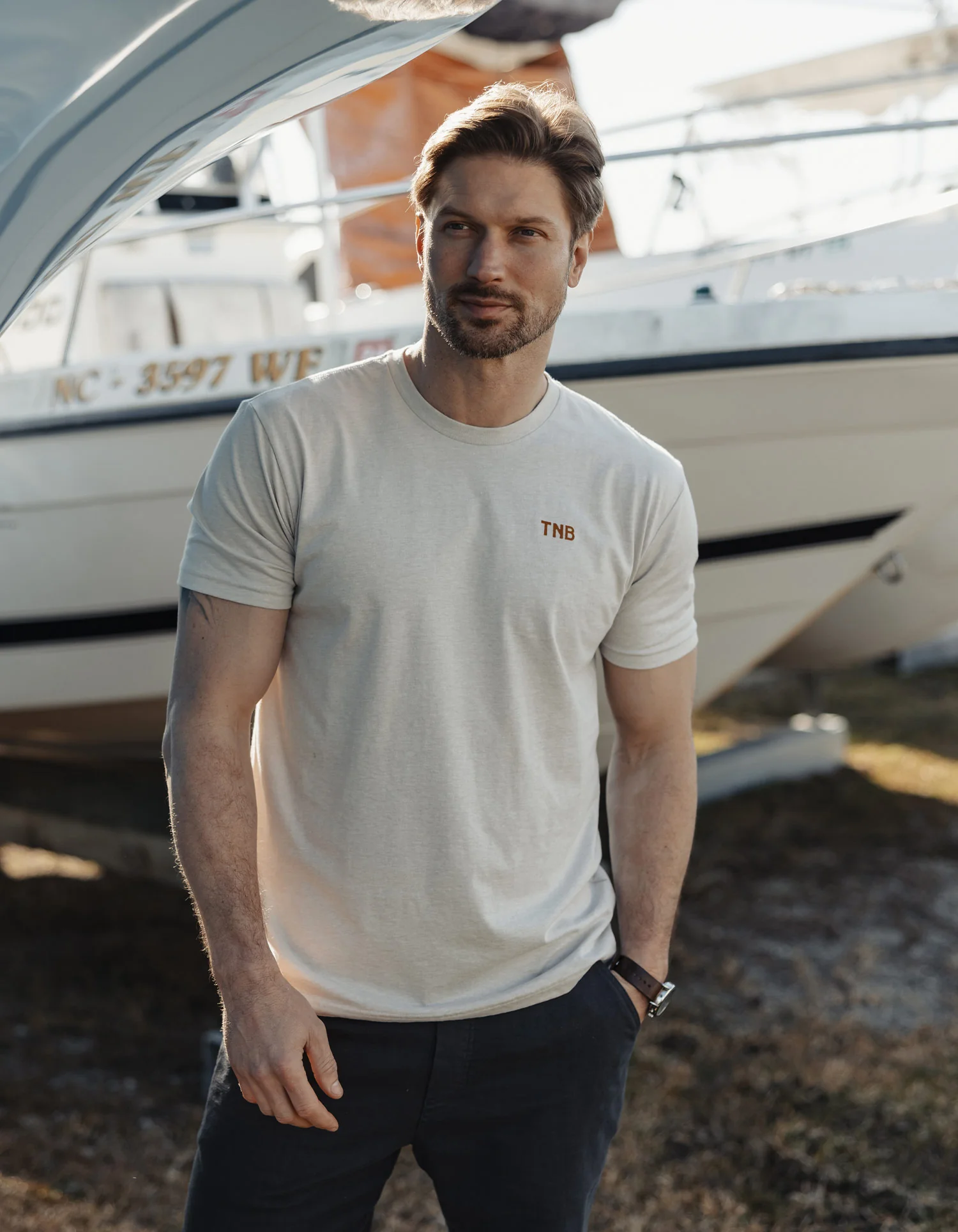 Dockside Tee in Sand - Image 3