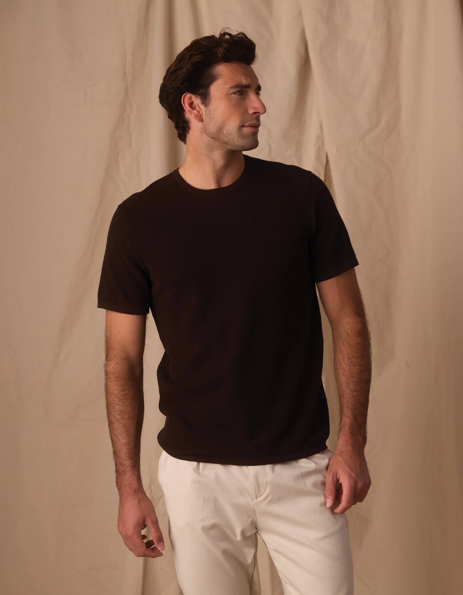 Driftknit Sweater Tee in Dark Brown - Image 3