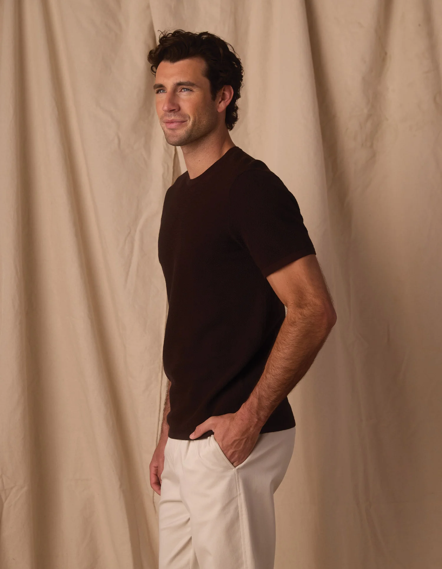 Driftknit Sweater Tee in Dark Brown - Image 4