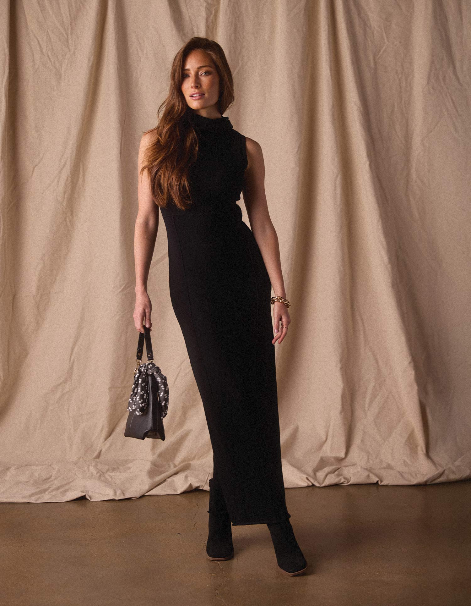 Eloise Column Dress in Black - Image 2